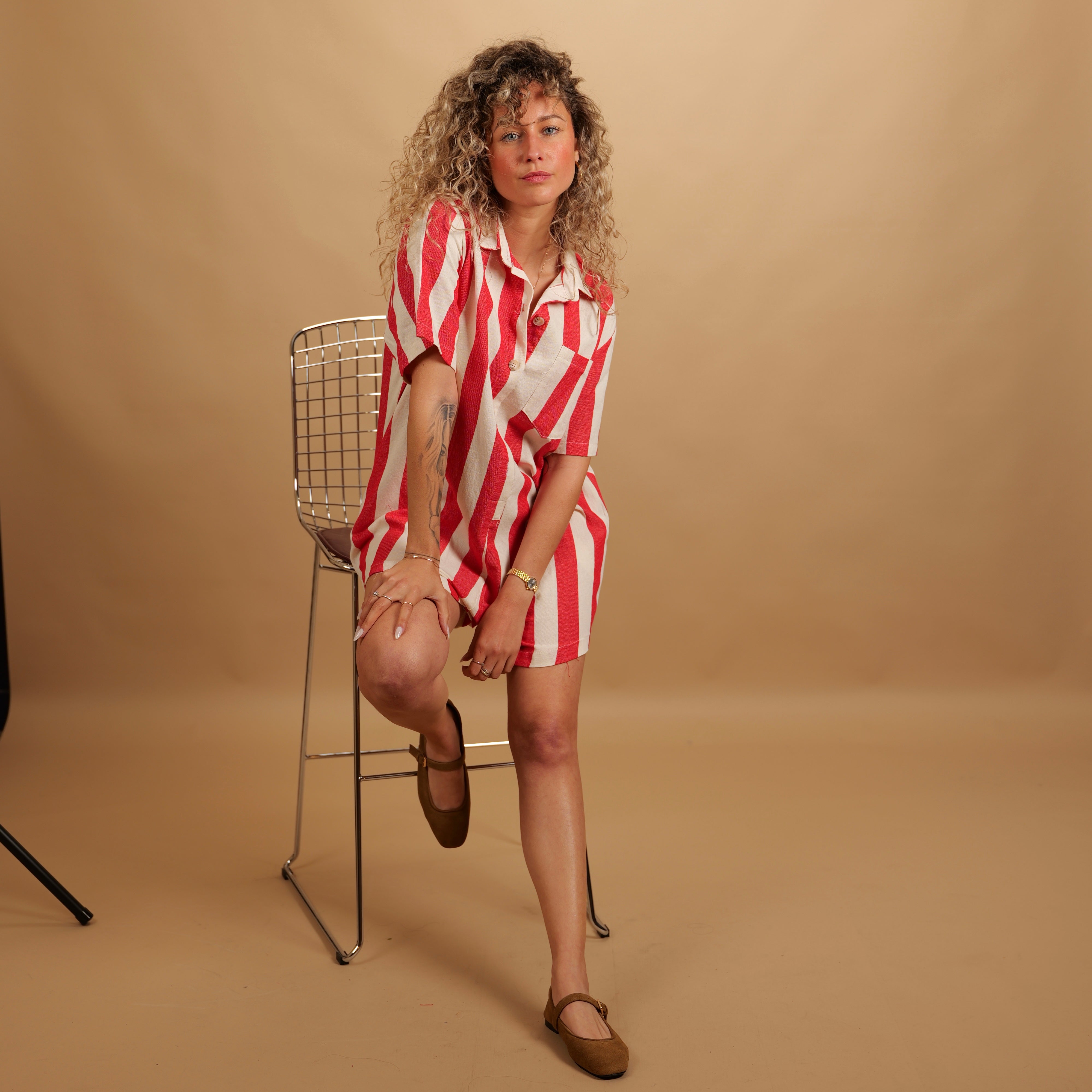 Combishort ZYRA rayée rouge & blanc