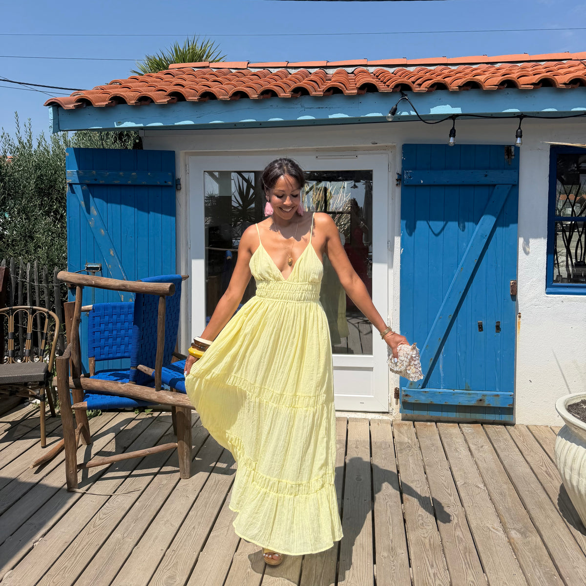 Robe ZINA voile de coton jaune