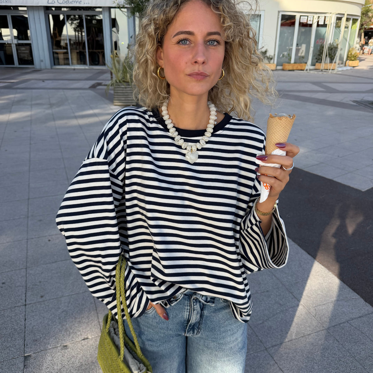 T shirt manche longue MILO rayé bleu