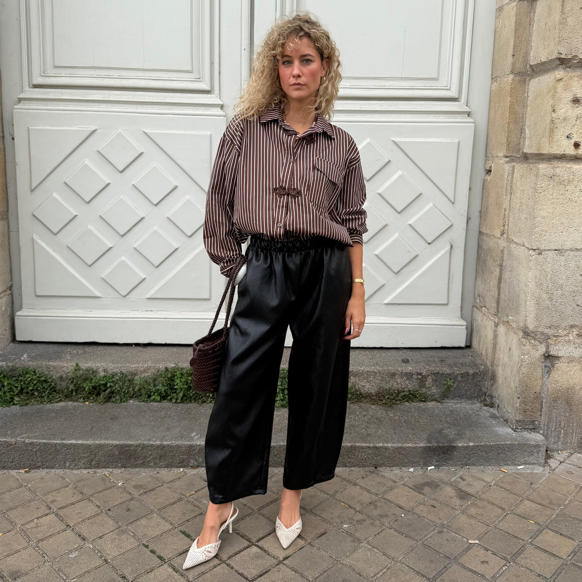 Pantalon MAEVA simili cuir noir