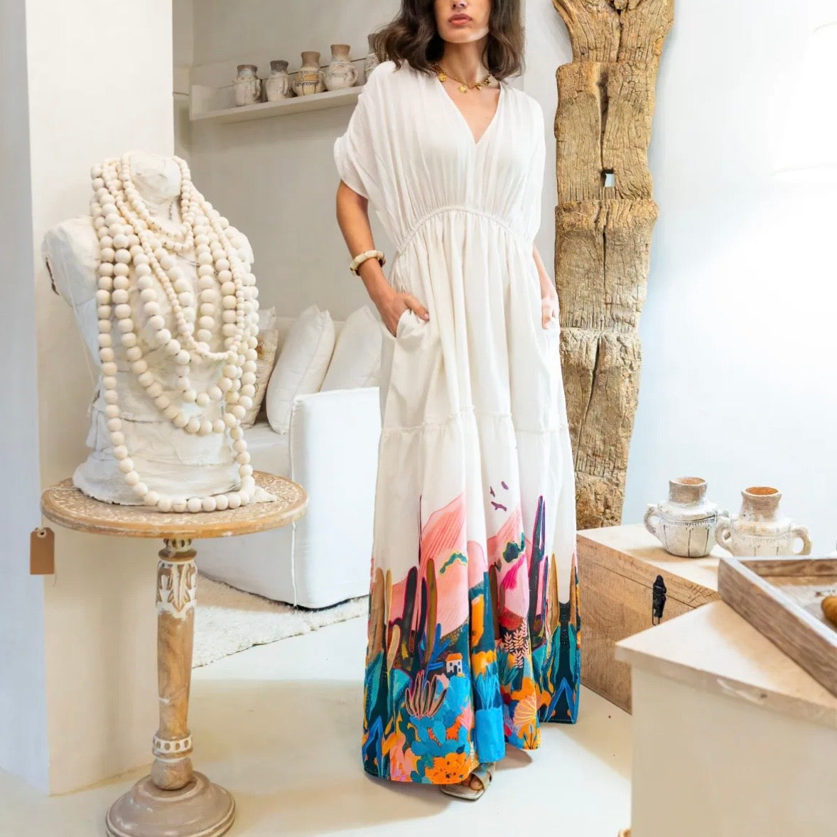 ROBE LONGUE PALOMA DÉSERT ÉCRUE