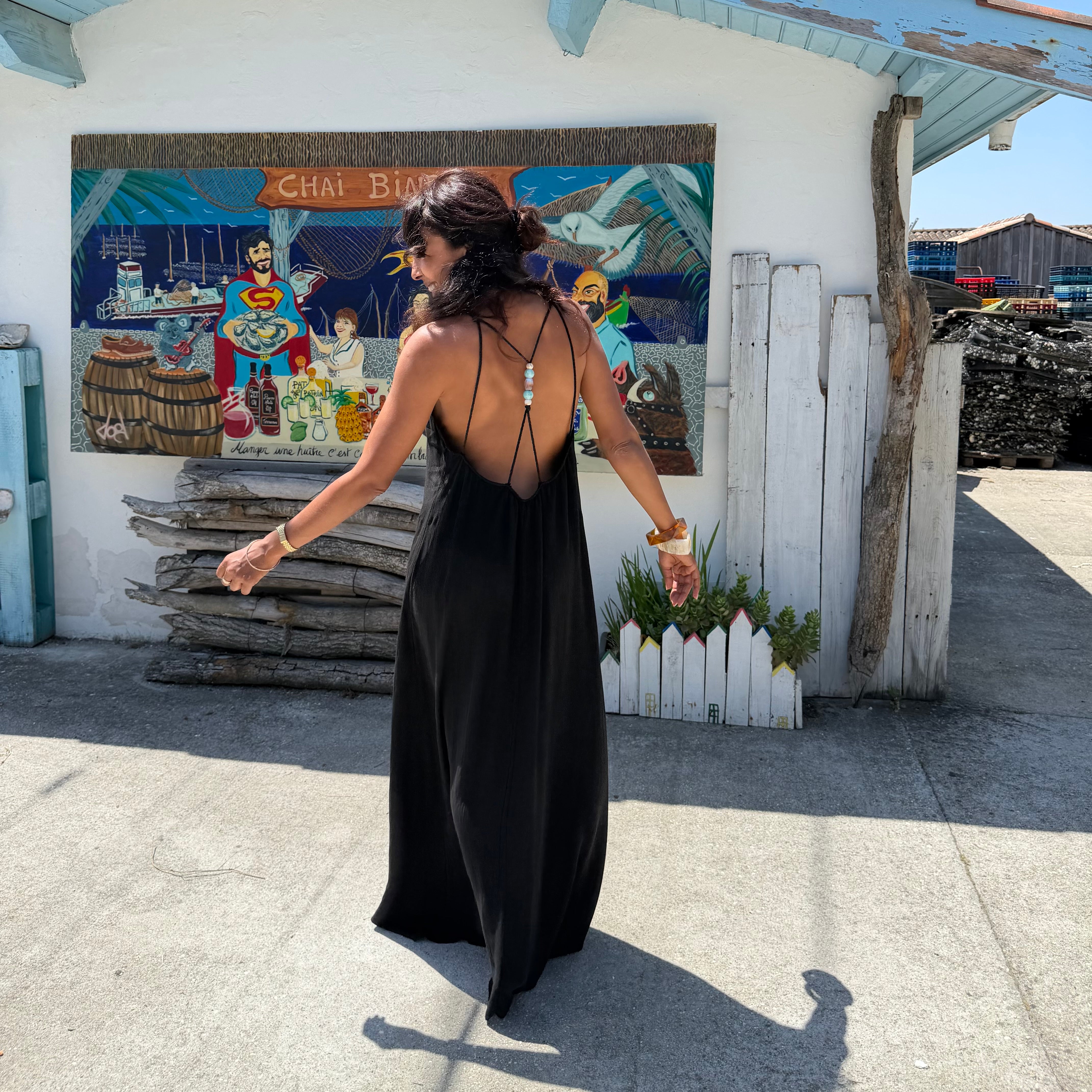 ROBE AZUR longue dos nu noire