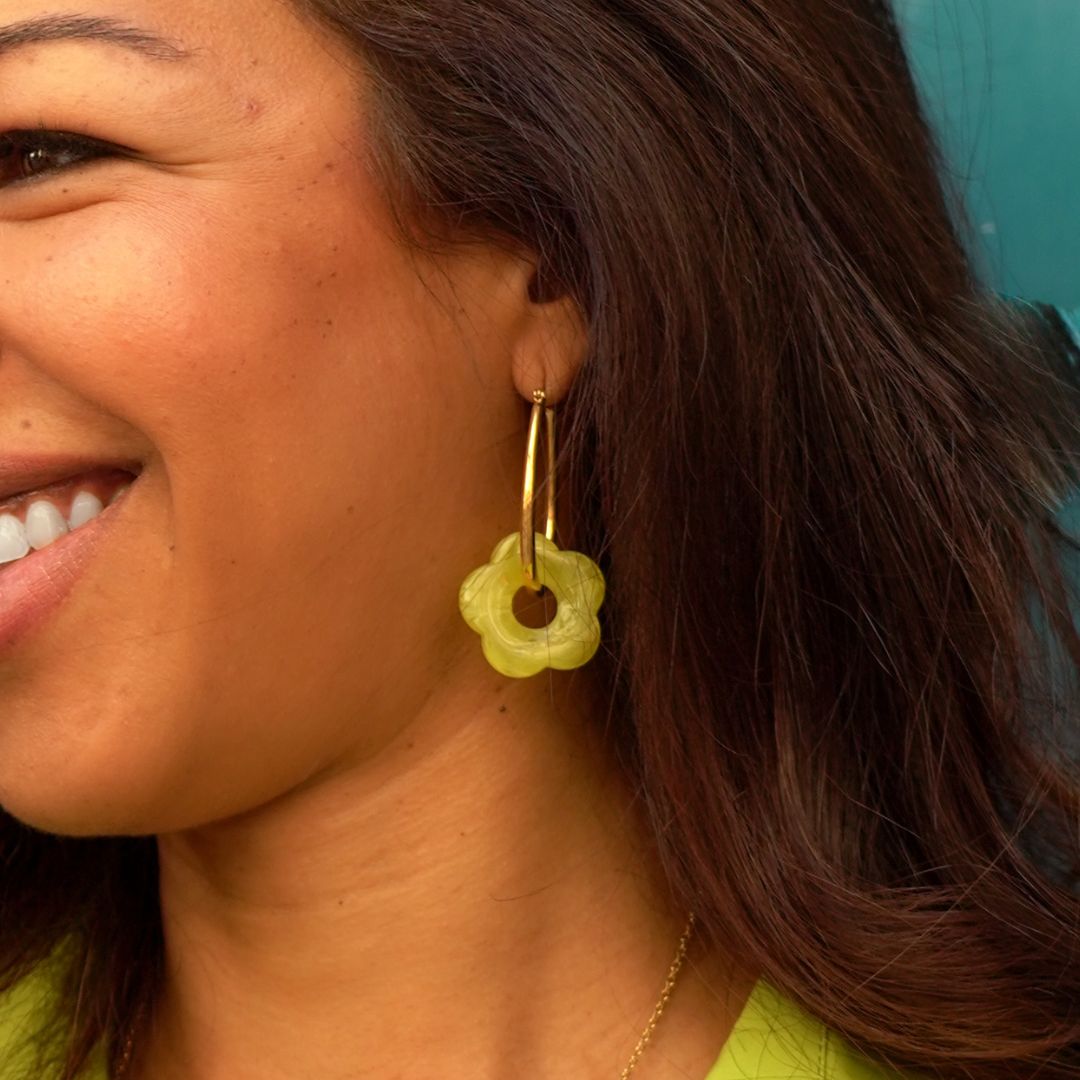 Boucles d'oreilles FLEUR vertes
