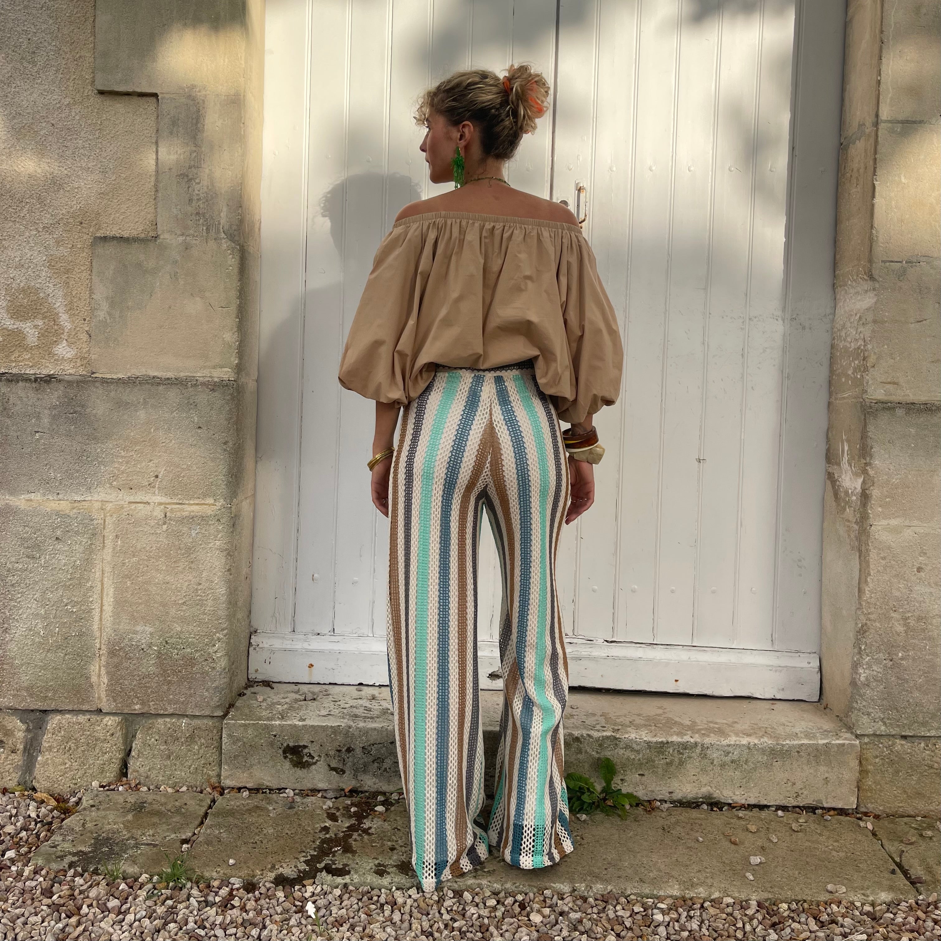 Pantalon MADRID à rayure pastel et la coupe fluide
