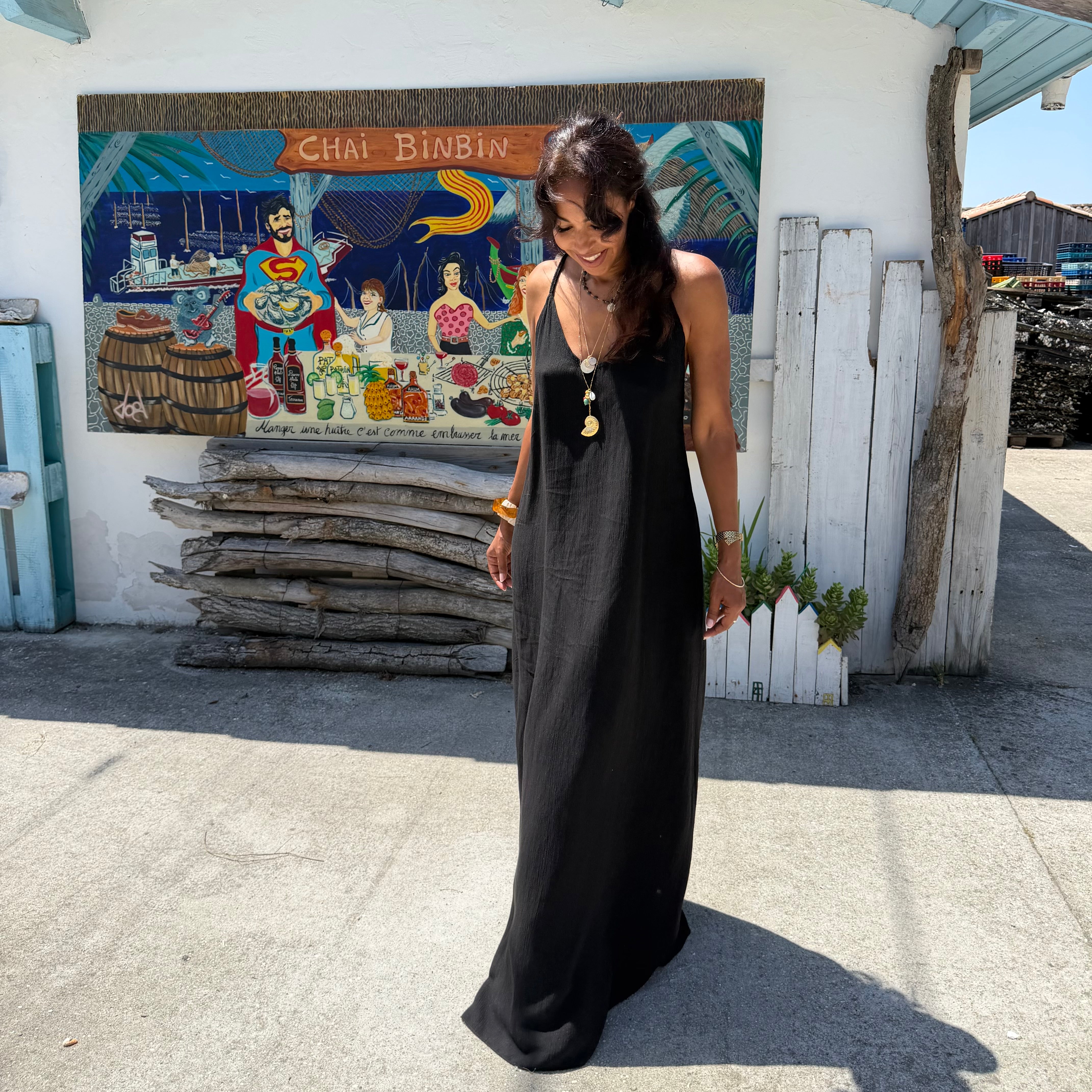 ROBE AZUR longue dos nu noire