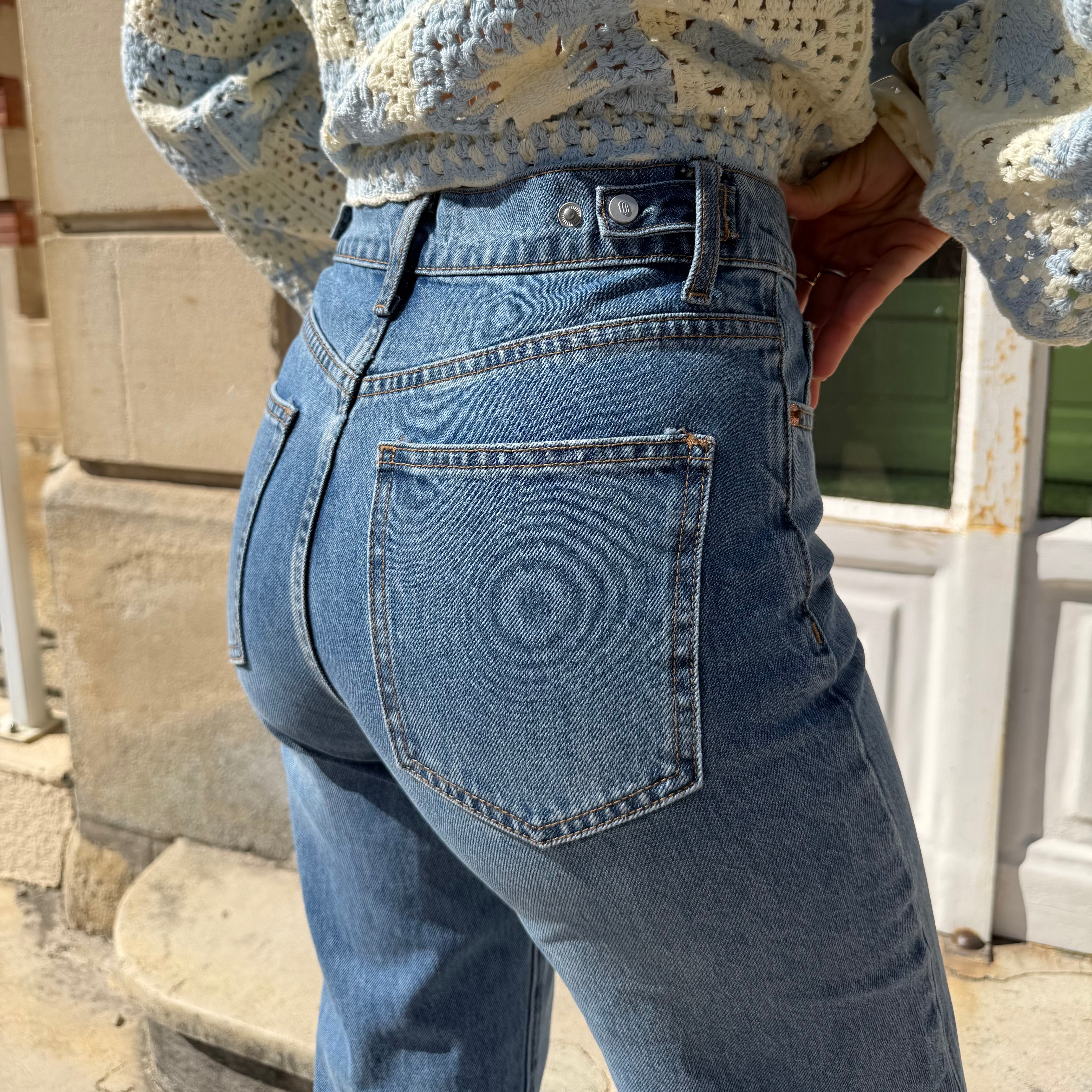 Jean ALIX coupe droite bleu moyen réglable à la taille