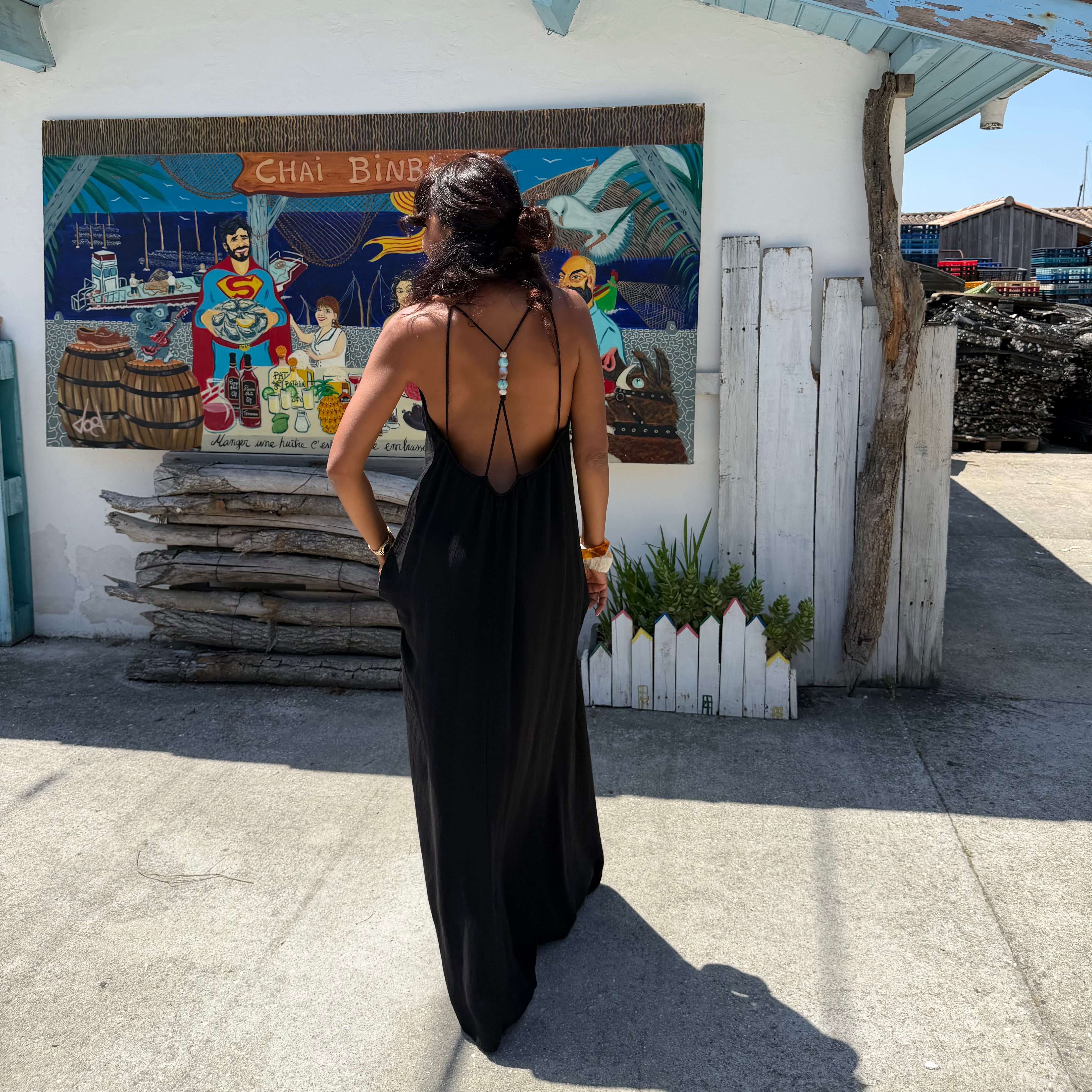 ROBE AZUR longue dos nu noire