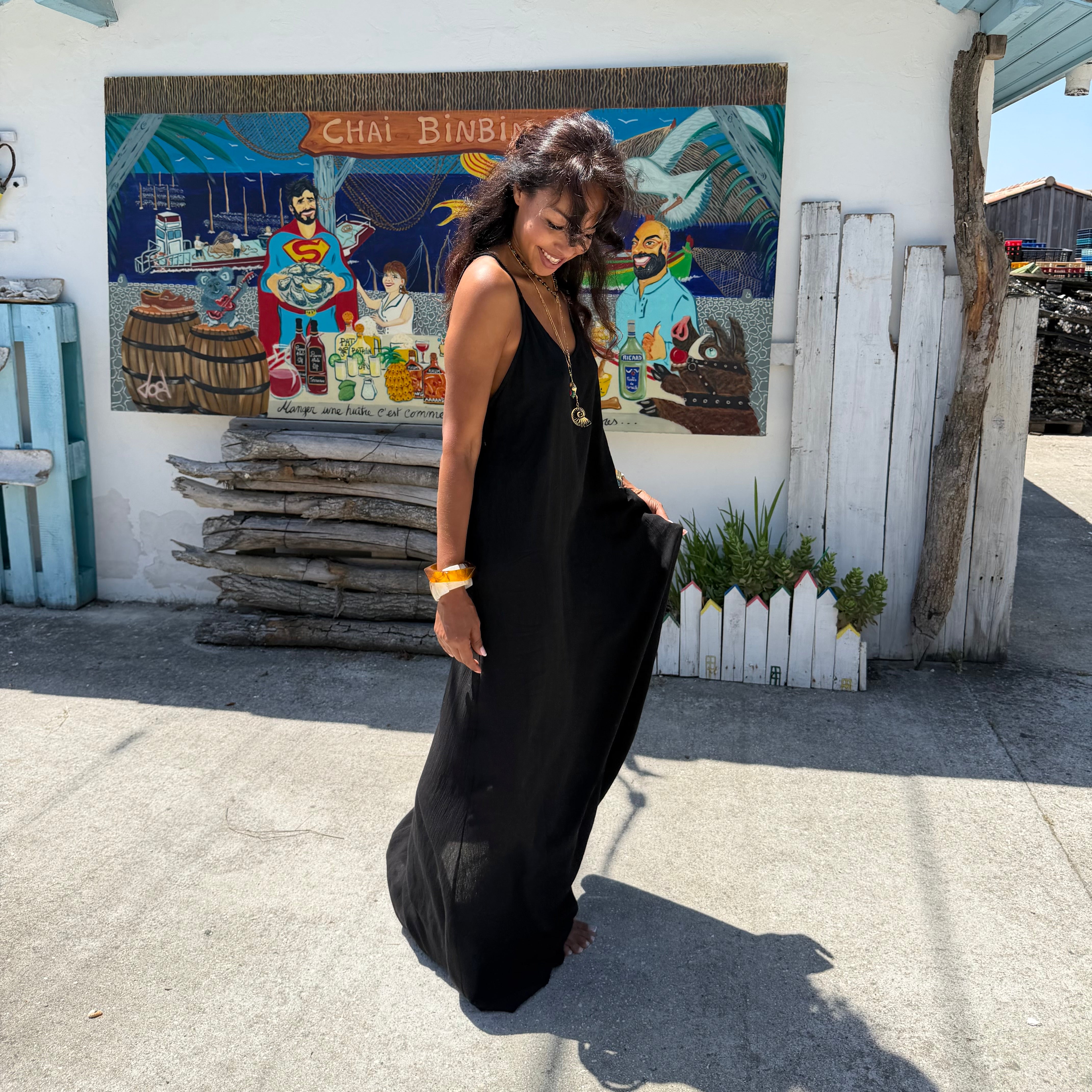 ROBE AZUR longue dos nu noire
