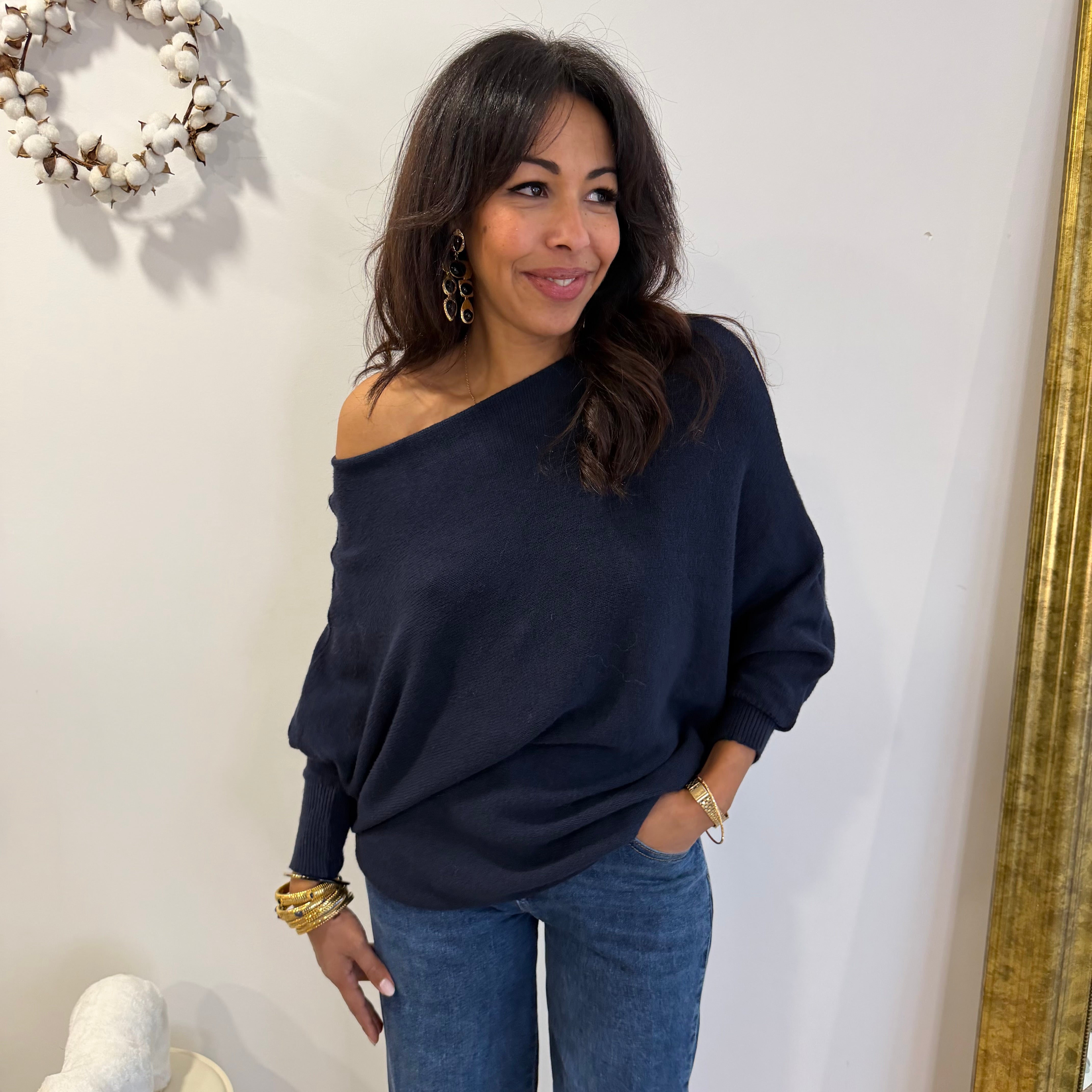 Pull ROMY asymétrique bleu