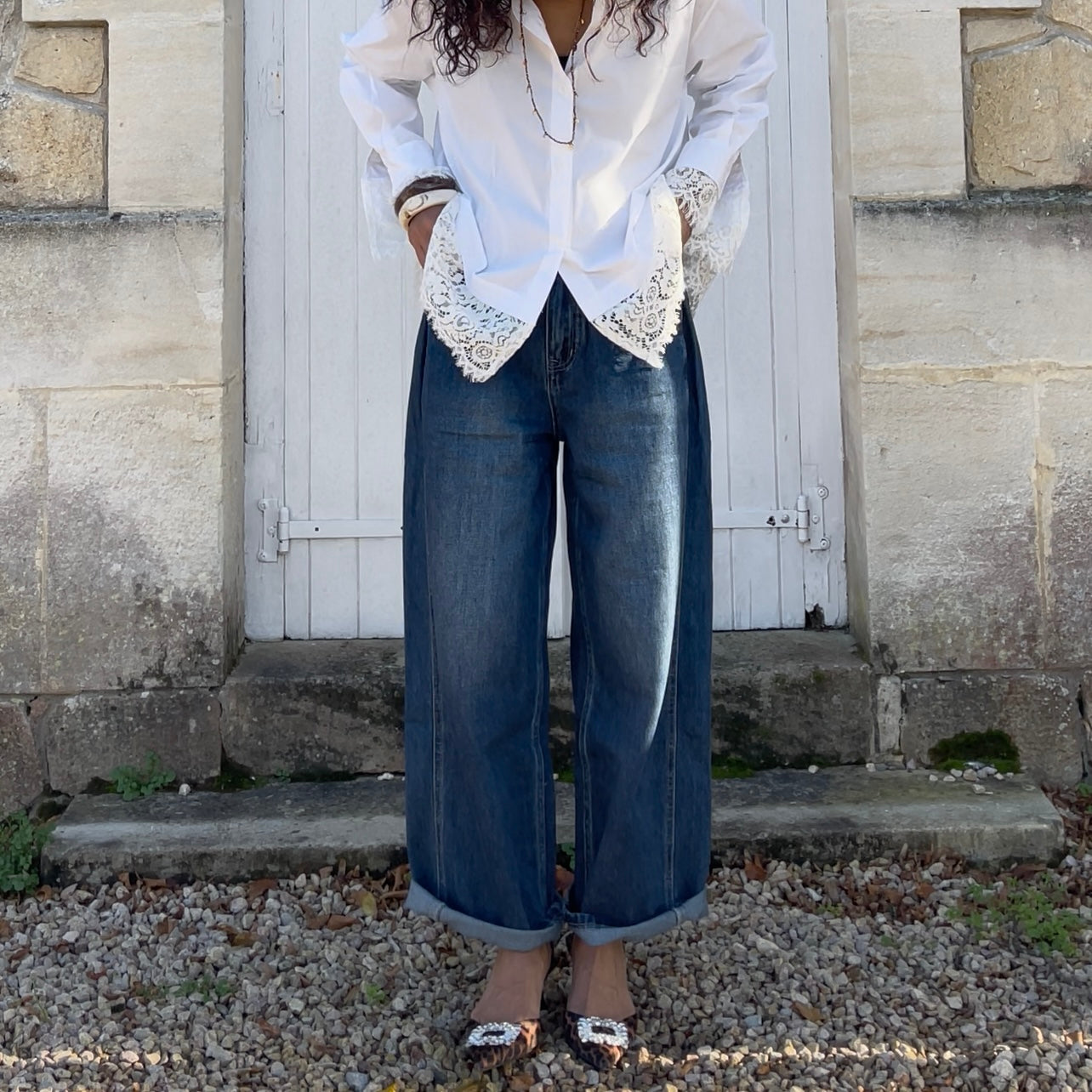 Jean MIA wide bleu intermediaire effet tailleur