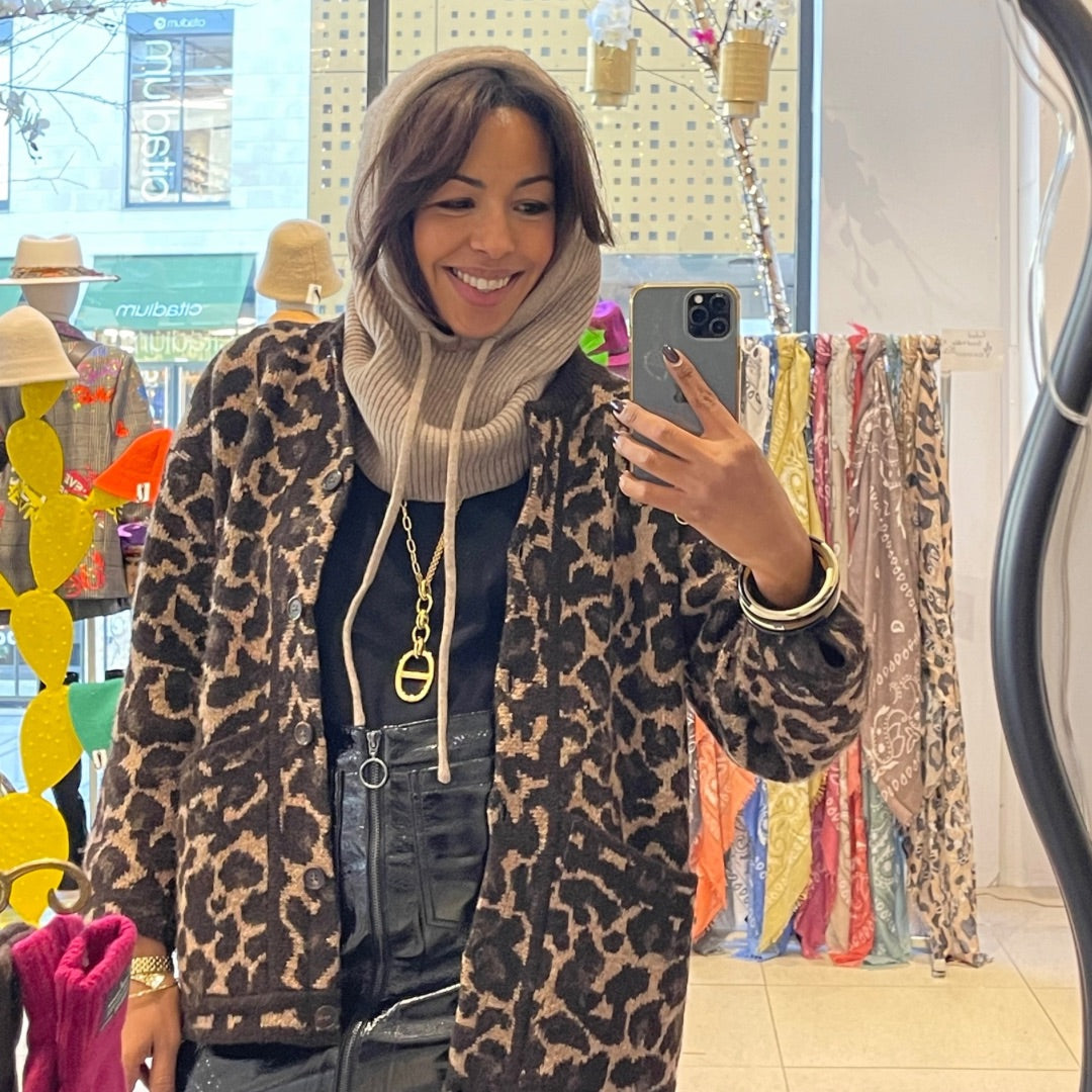 CAGOULE ENVY taupe côtelé en laine