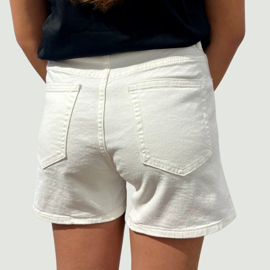 Short en jean blanc SASHA taille haute