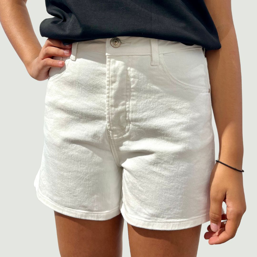 Short en jean blanc SASHA taille haute