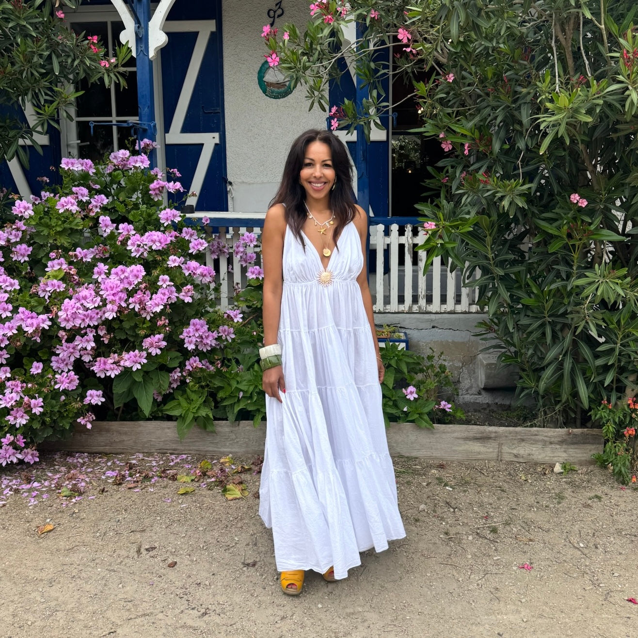 Robe longue SOLEIL bohème blanche dos nu