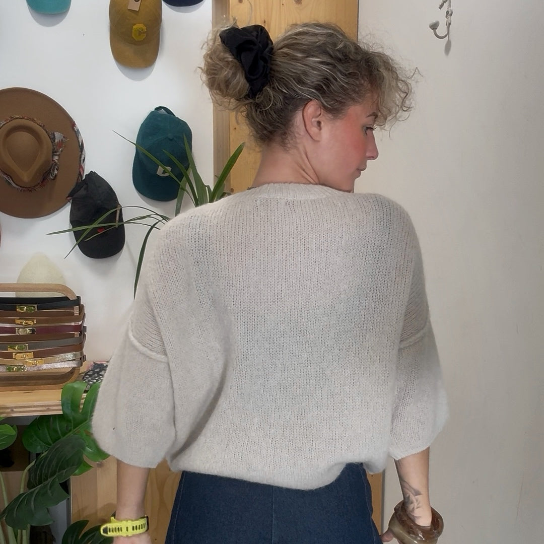 Pull baby alpaga LIO grège manche 3/4