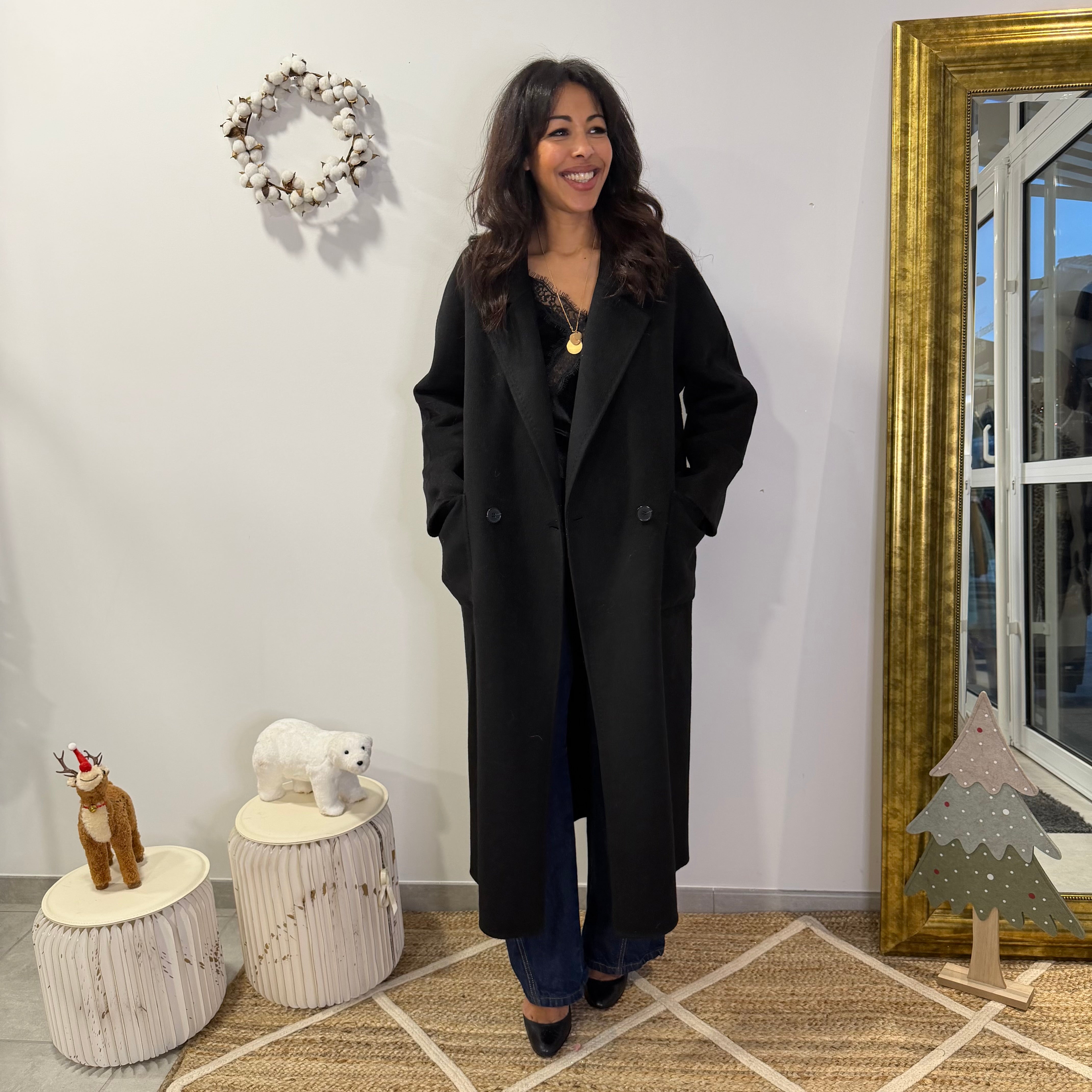 Manteau noir ELVEN laine