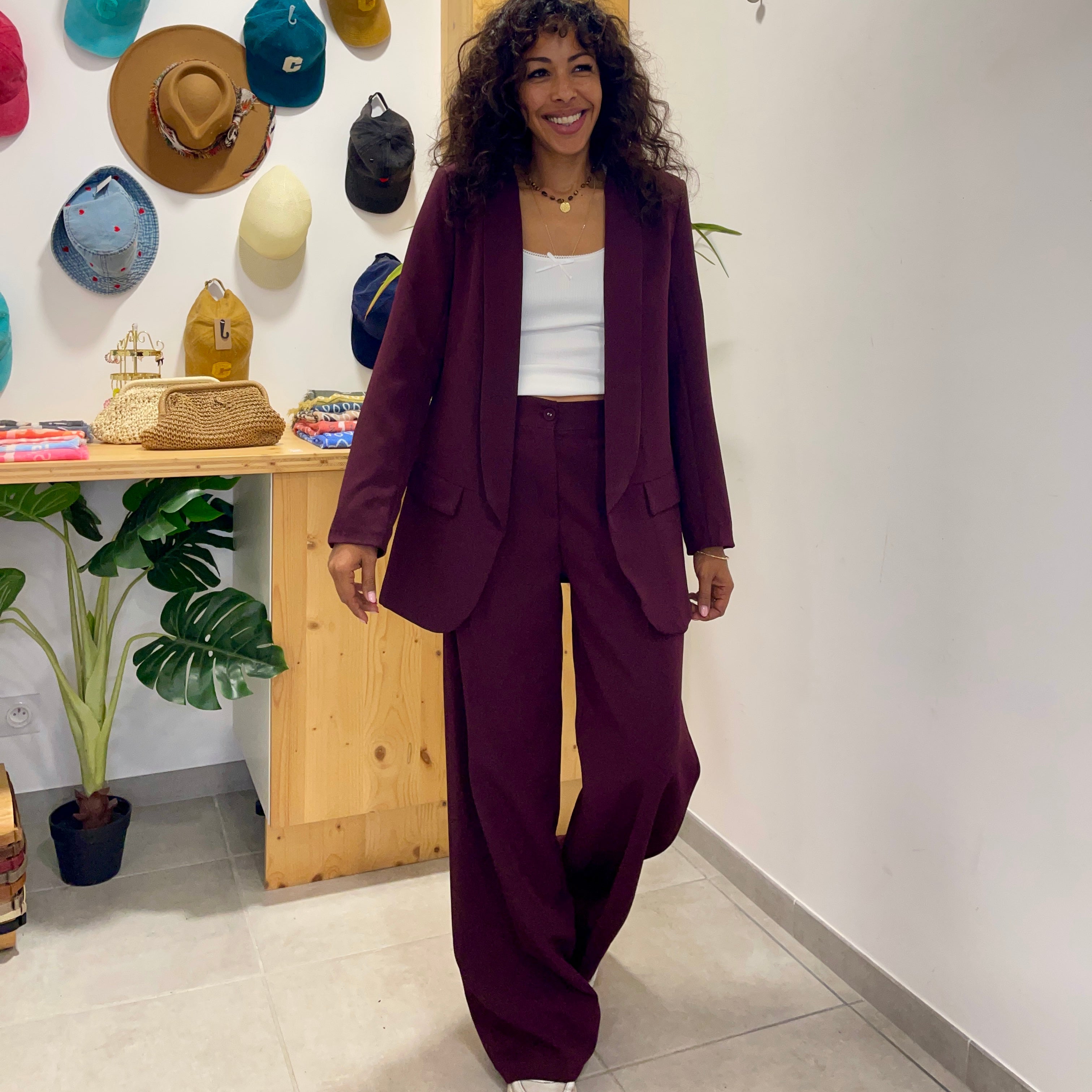 Pantalon tailleur ZOLA prune