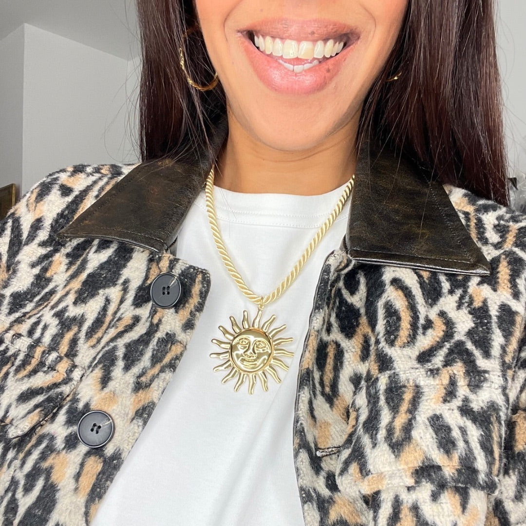 Collier ras de cou SUN beige corde torsadé