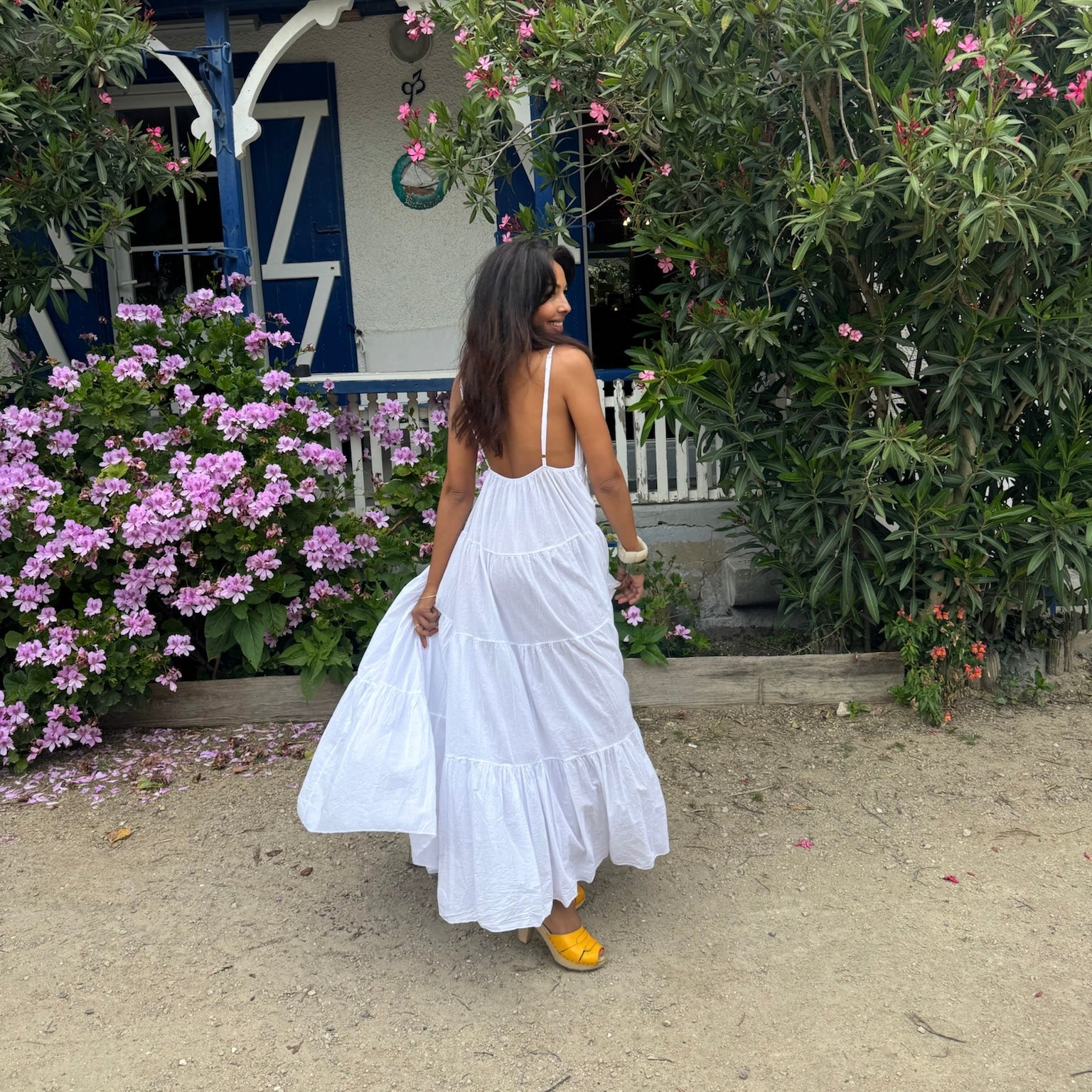 Robe longue SOLEIL bohème blanche dos nu