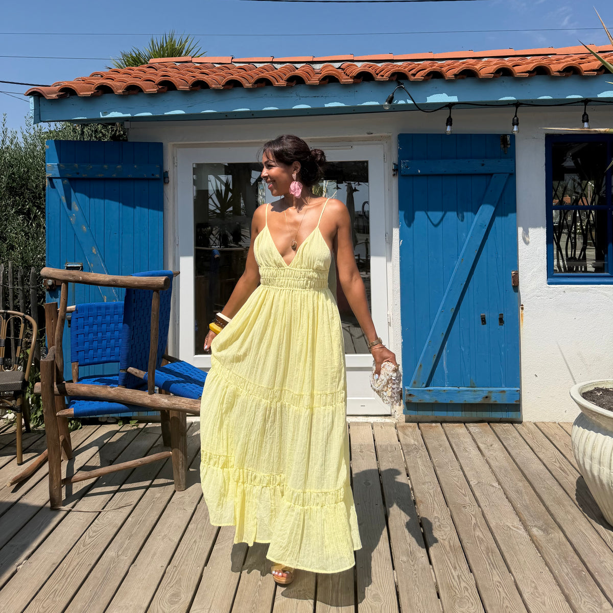 Robe ZINA voile de coton jaune