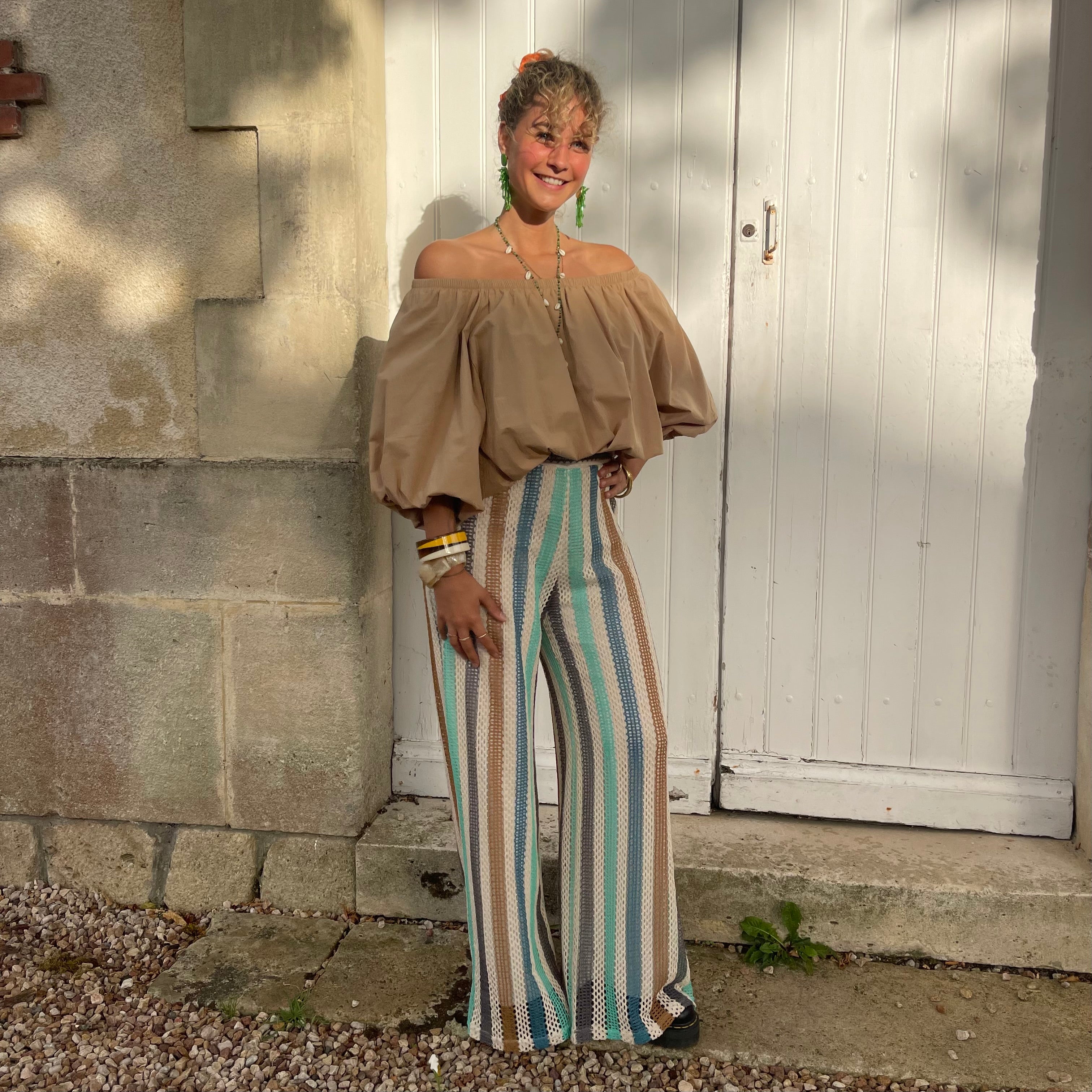 Pantalon MADRID à rayure pastel et la coupe fluide
