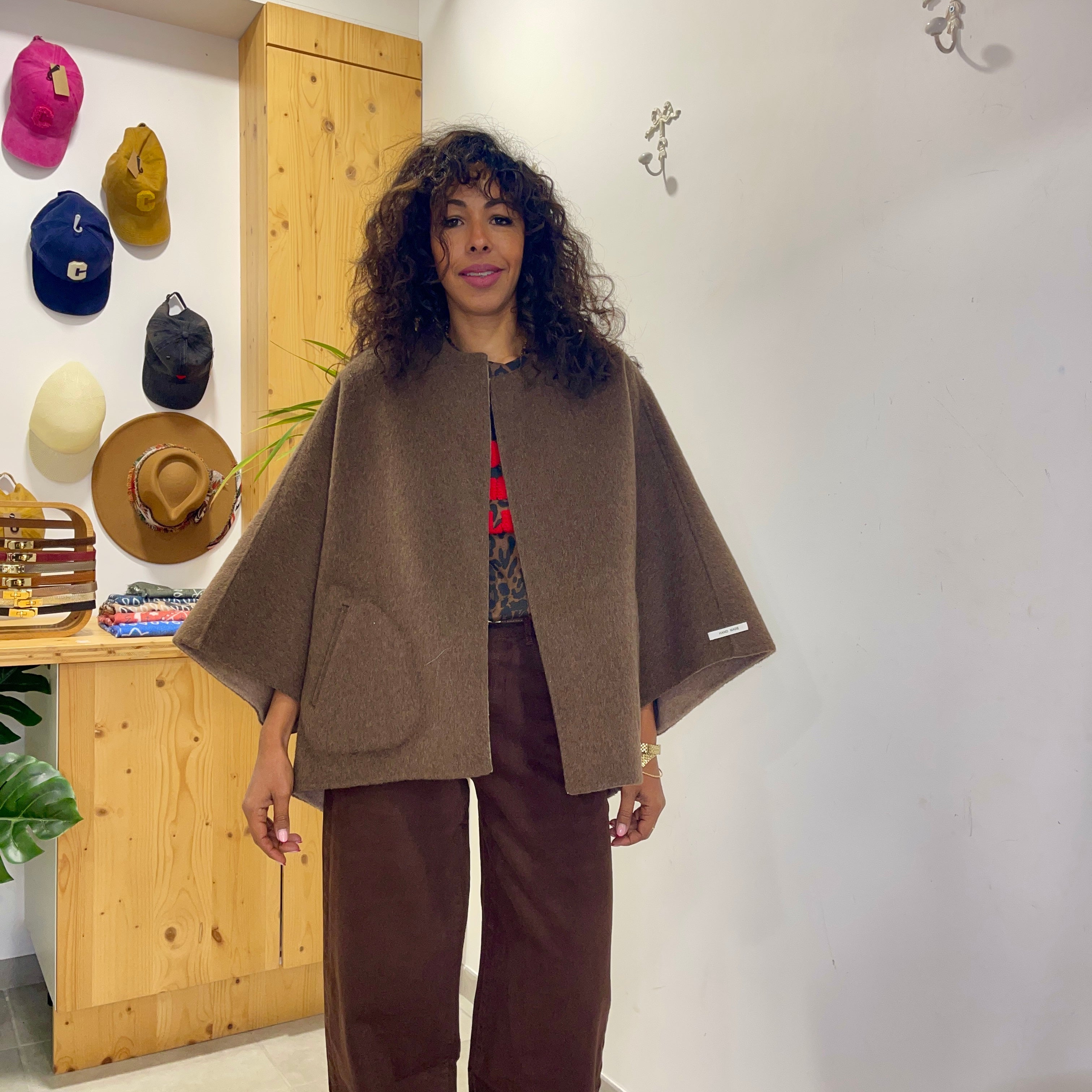 Manteau Cape TINI marron réversible