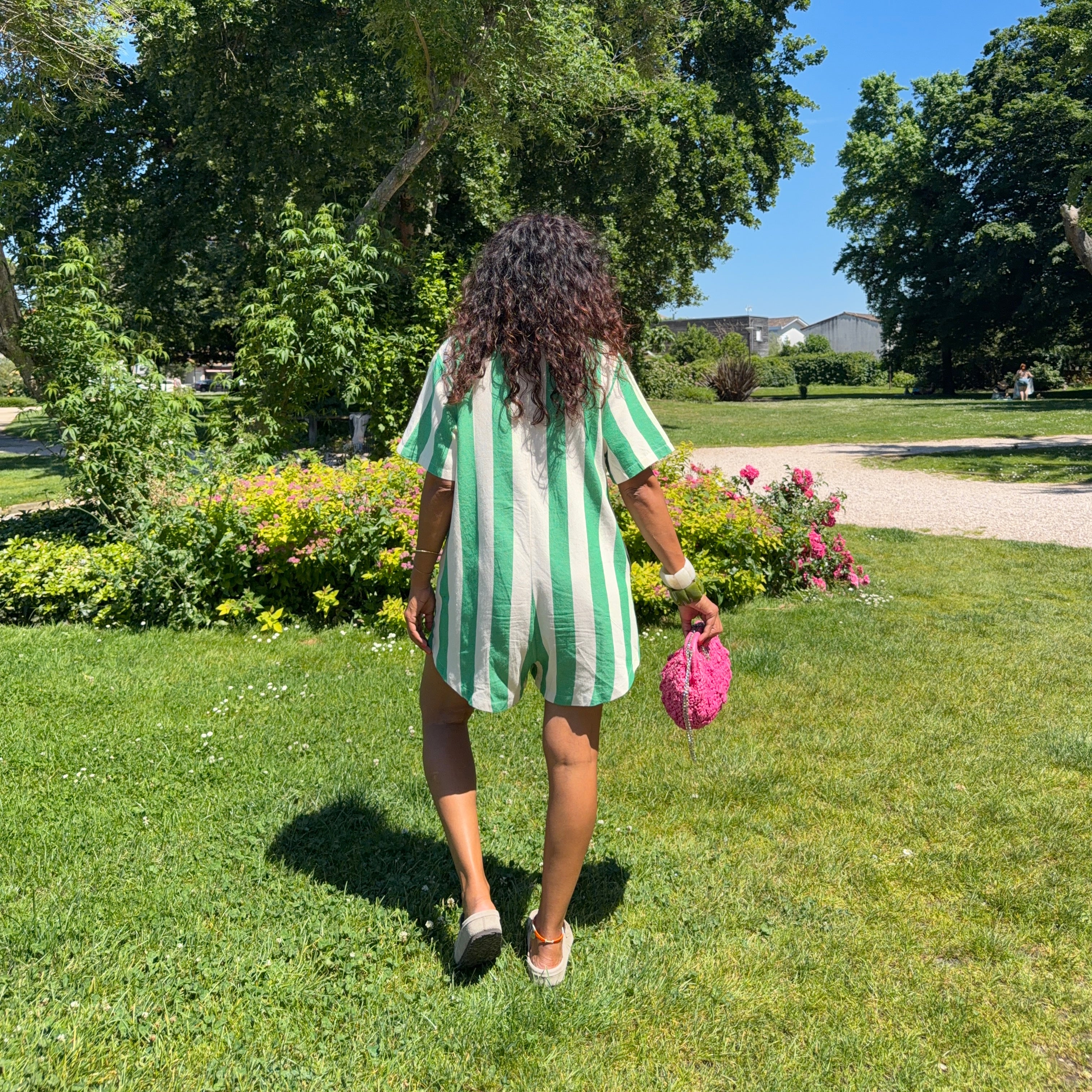 Combishort ZYRA rayée vert & blanc