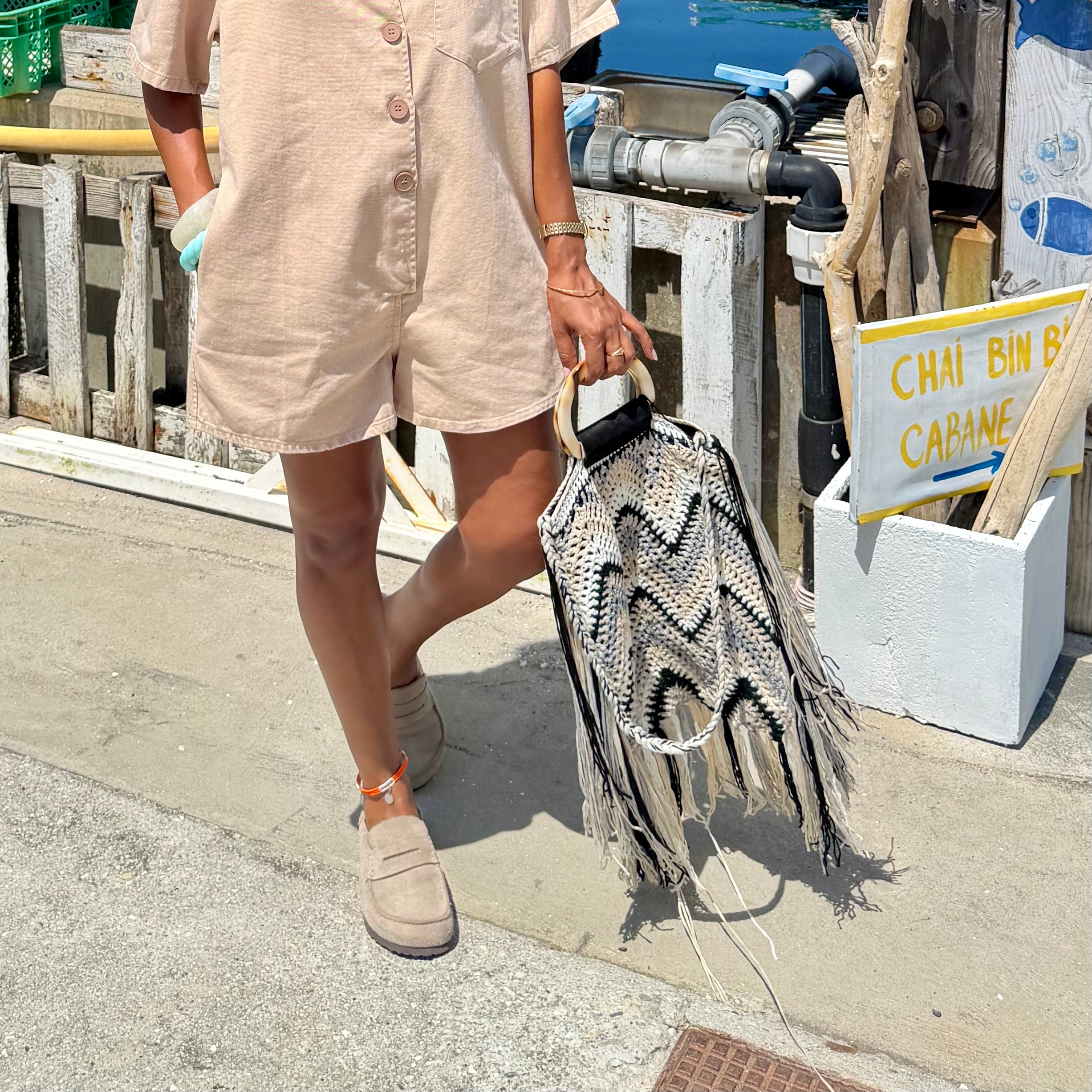 Sac crochet gris