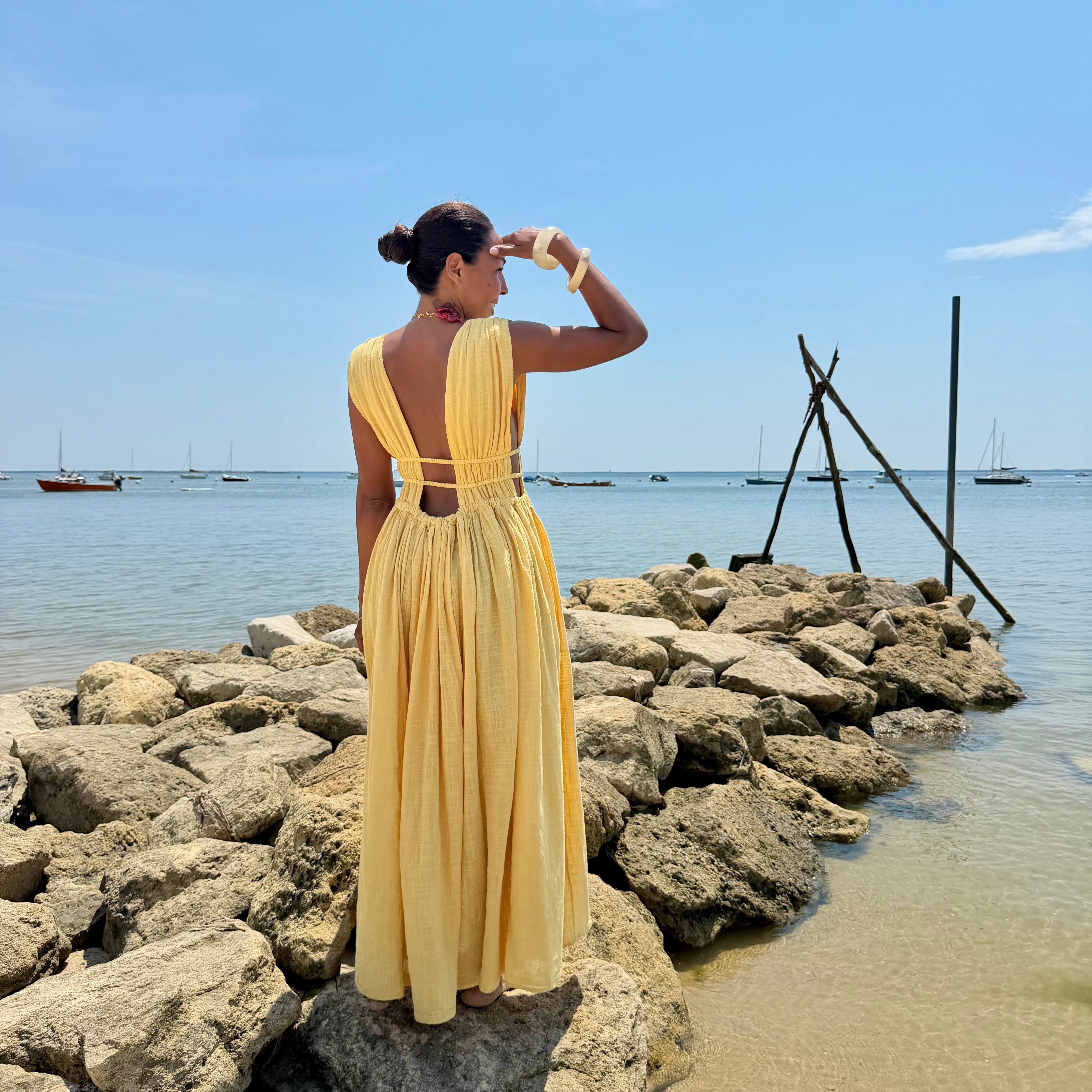 Robe GRECQUE bohème jaune