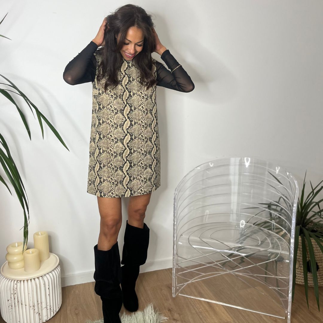 Robe courte à motif python MARGOT à la coupe droite