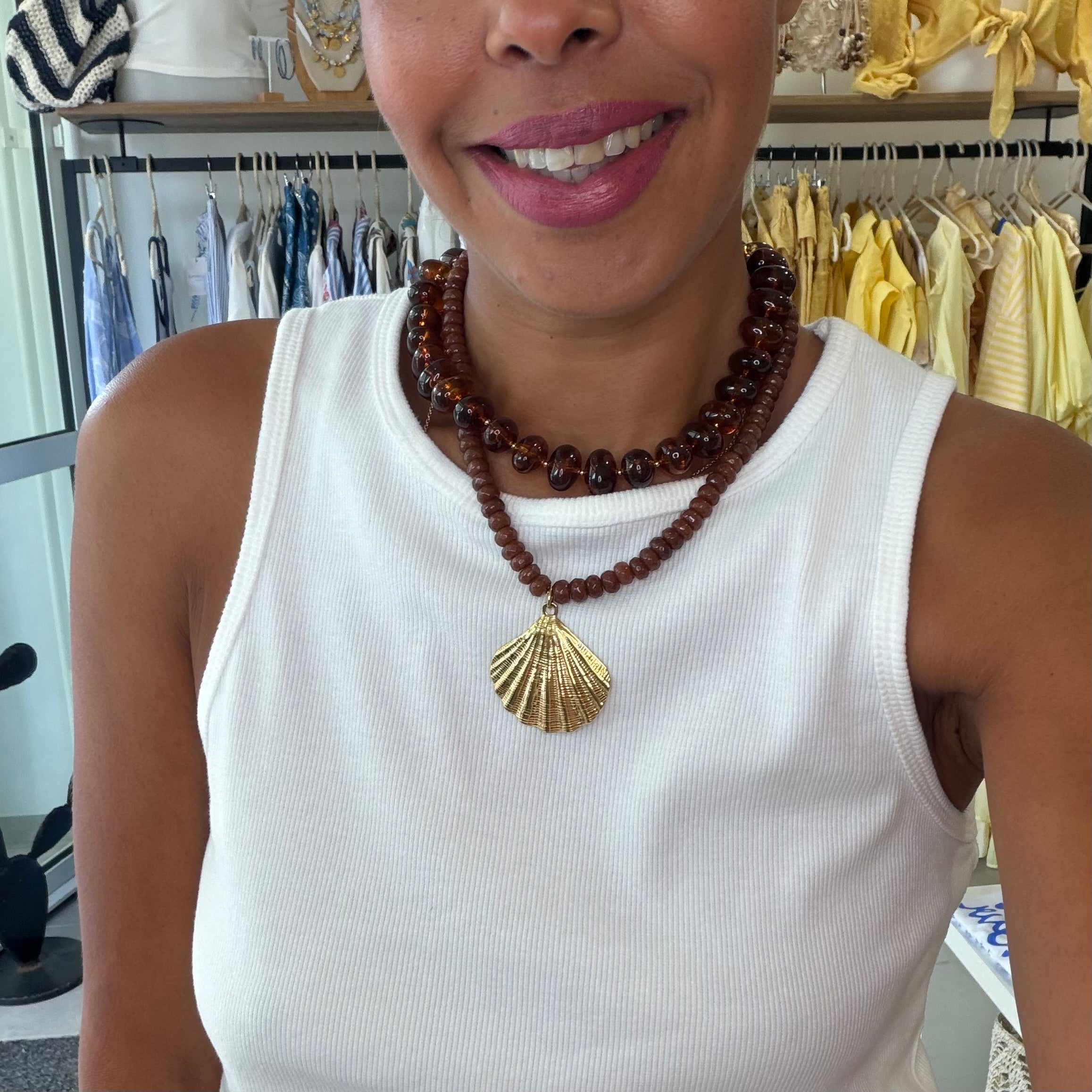 COLLIER PERLES AMBRÉES