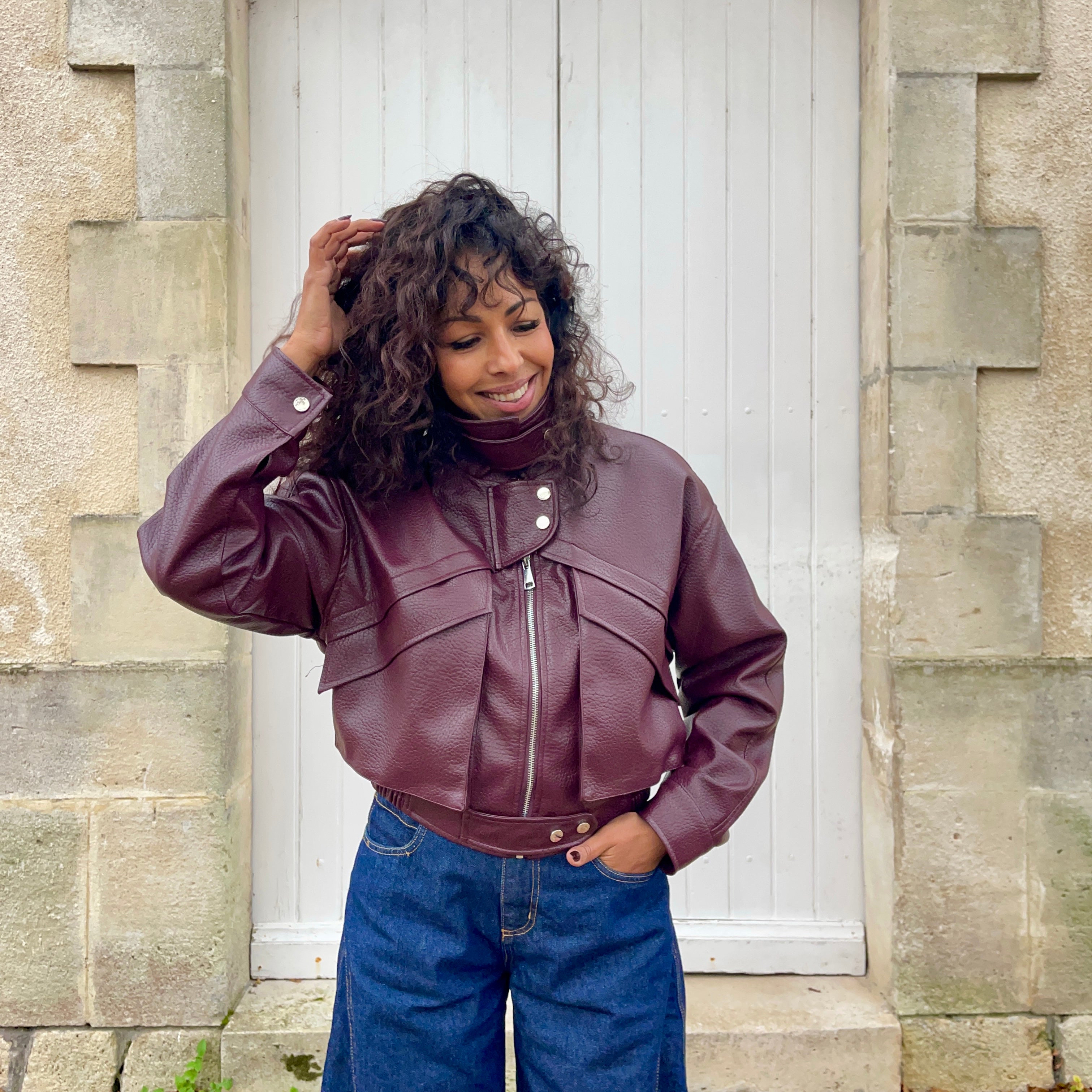 Veste bomber BURGUNDY style perfecto bordeaux