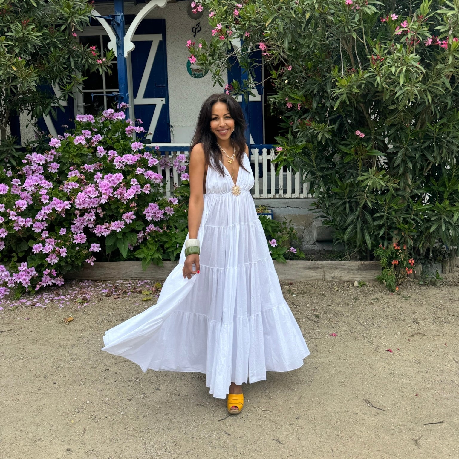 Robe longue SOLEIL bohème blanche dos nu