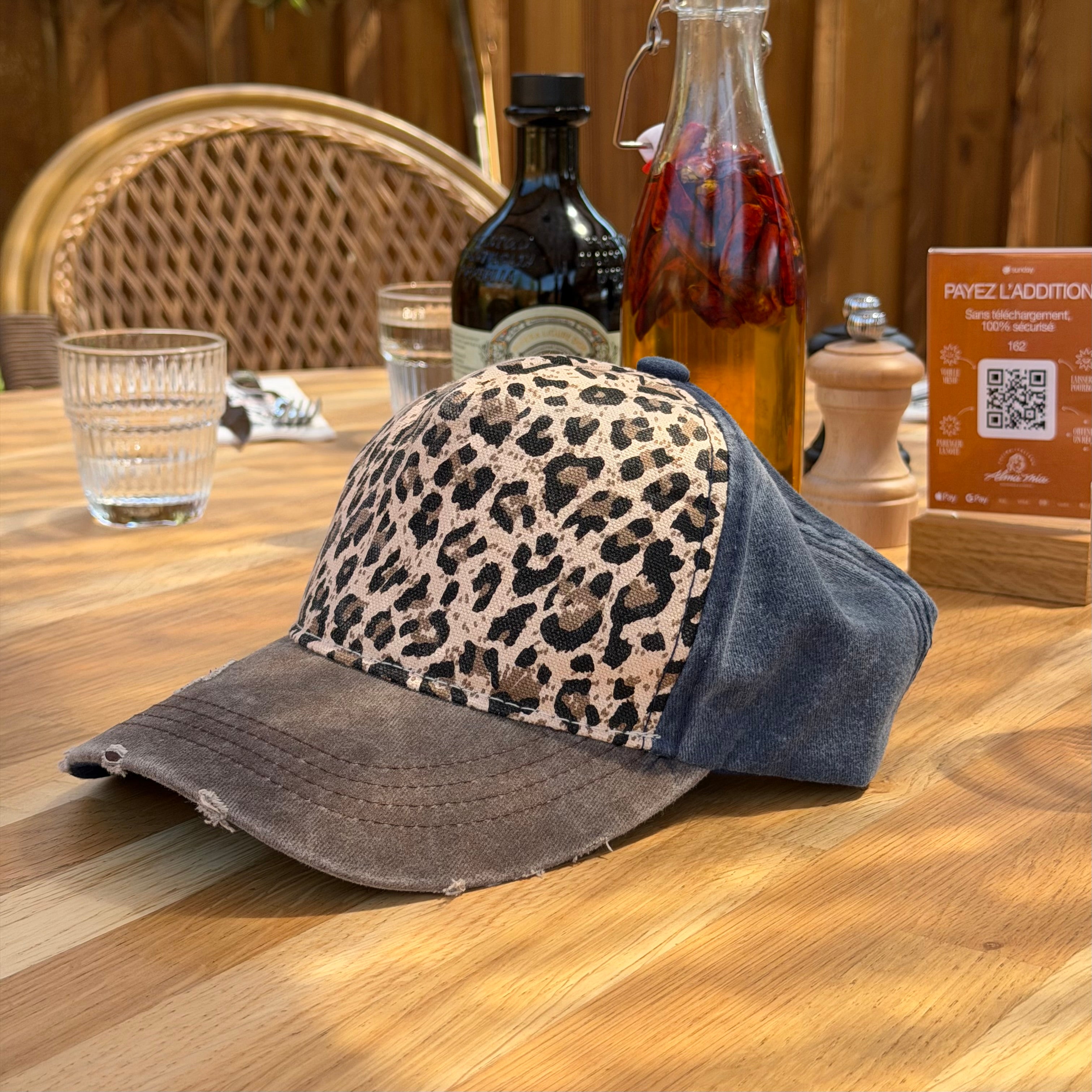 Casquette léopard marron