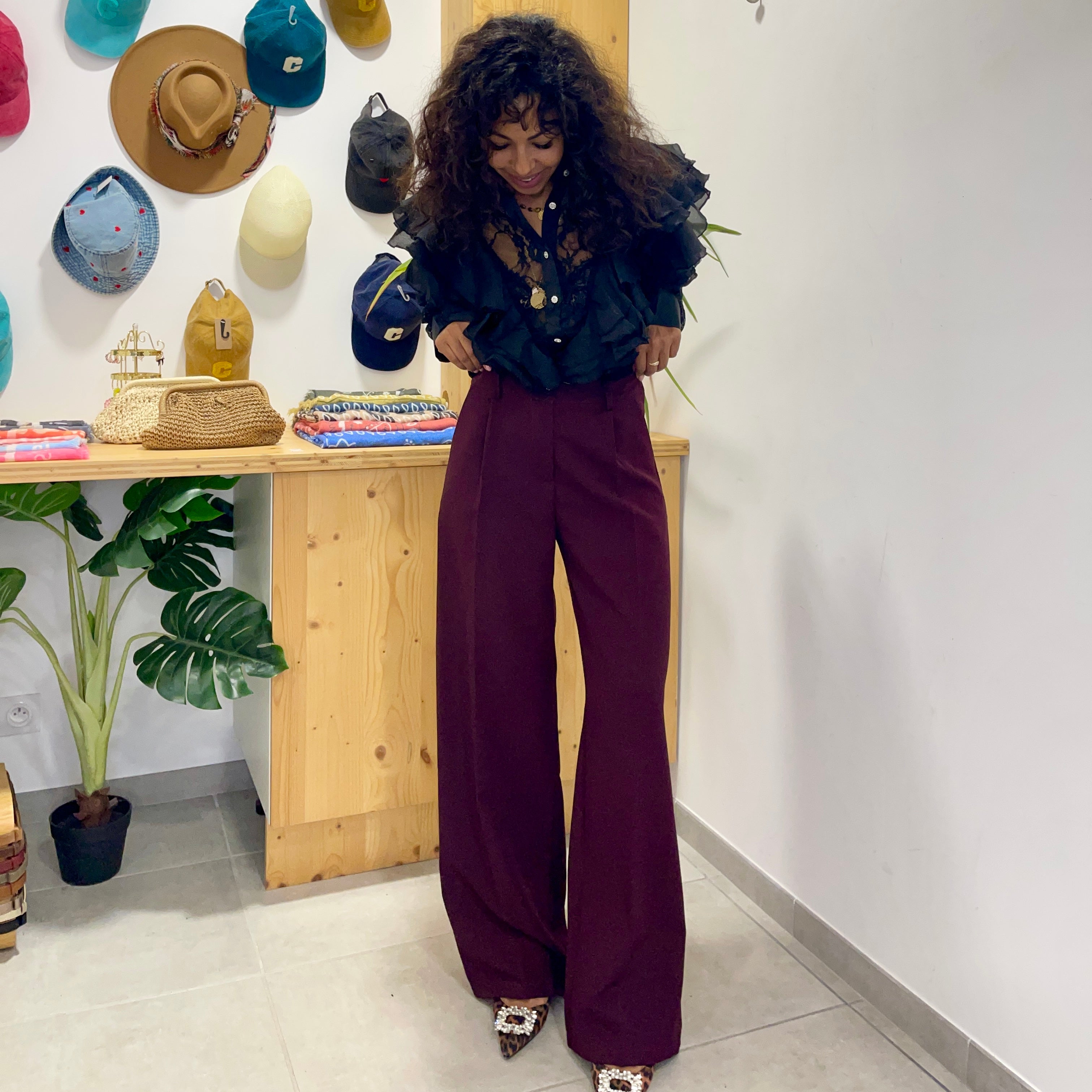 Pantalon tailleur ZOLA prune