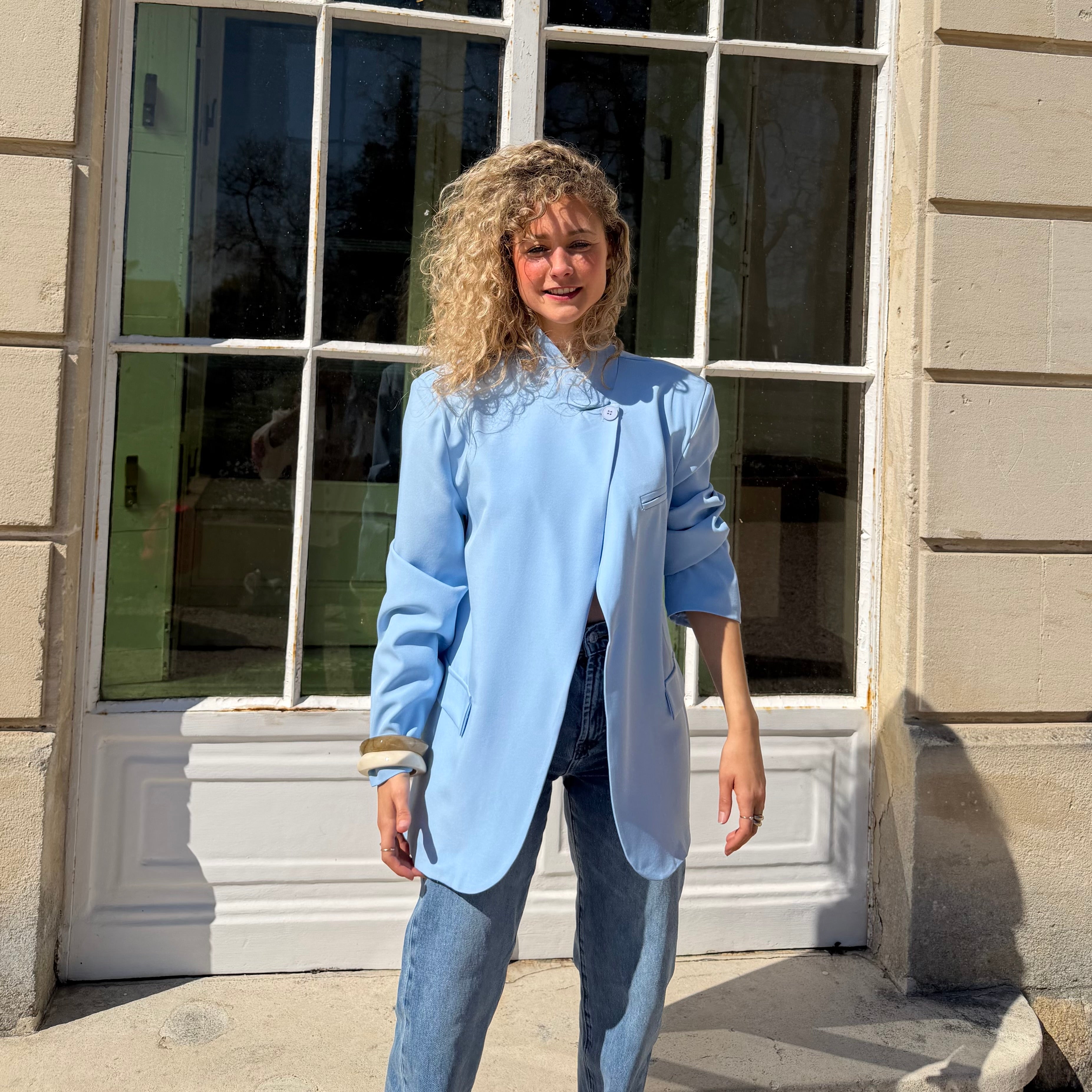 Blazer oversize ENZO col mao bleu pastel