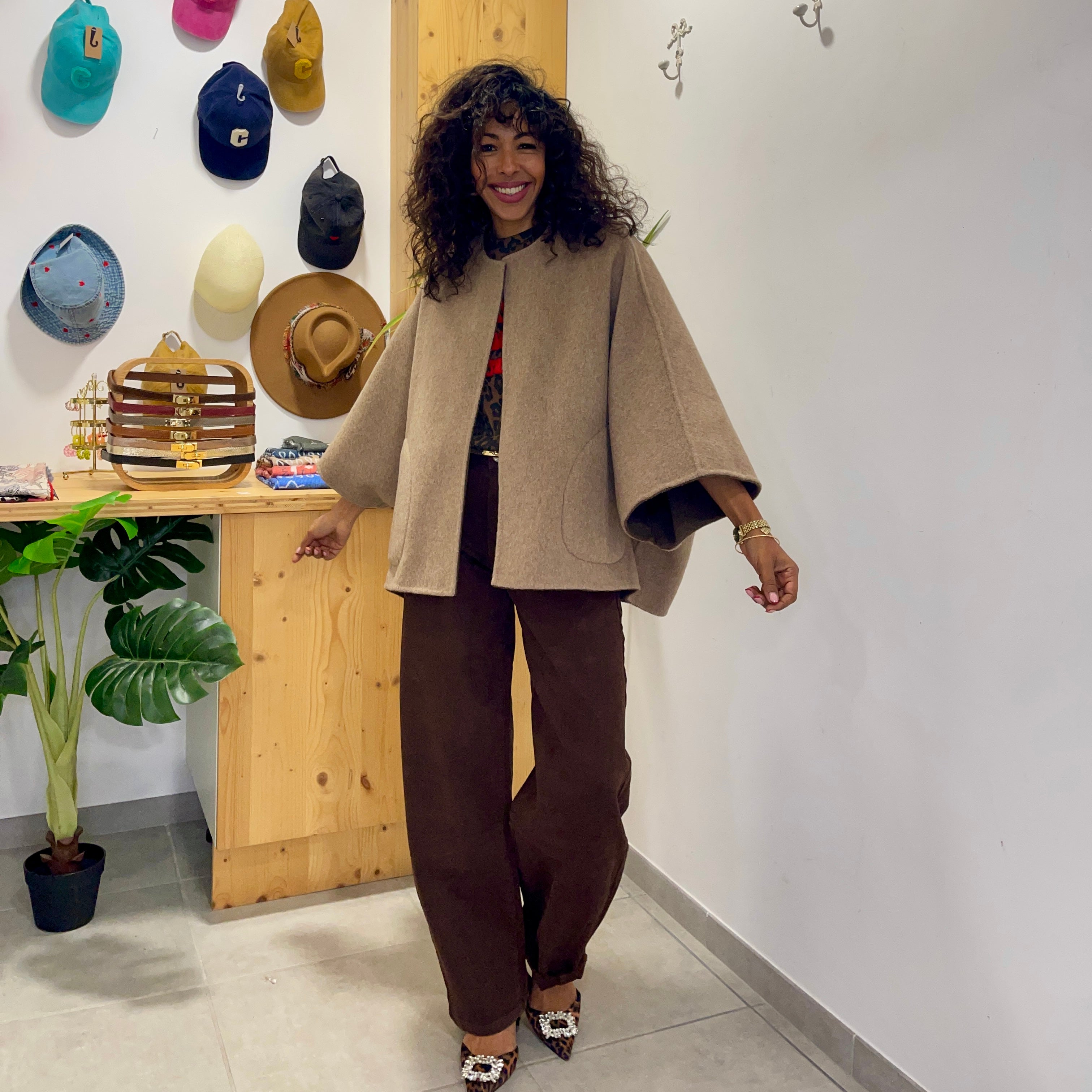 Manteau Cape TINI marron réversible