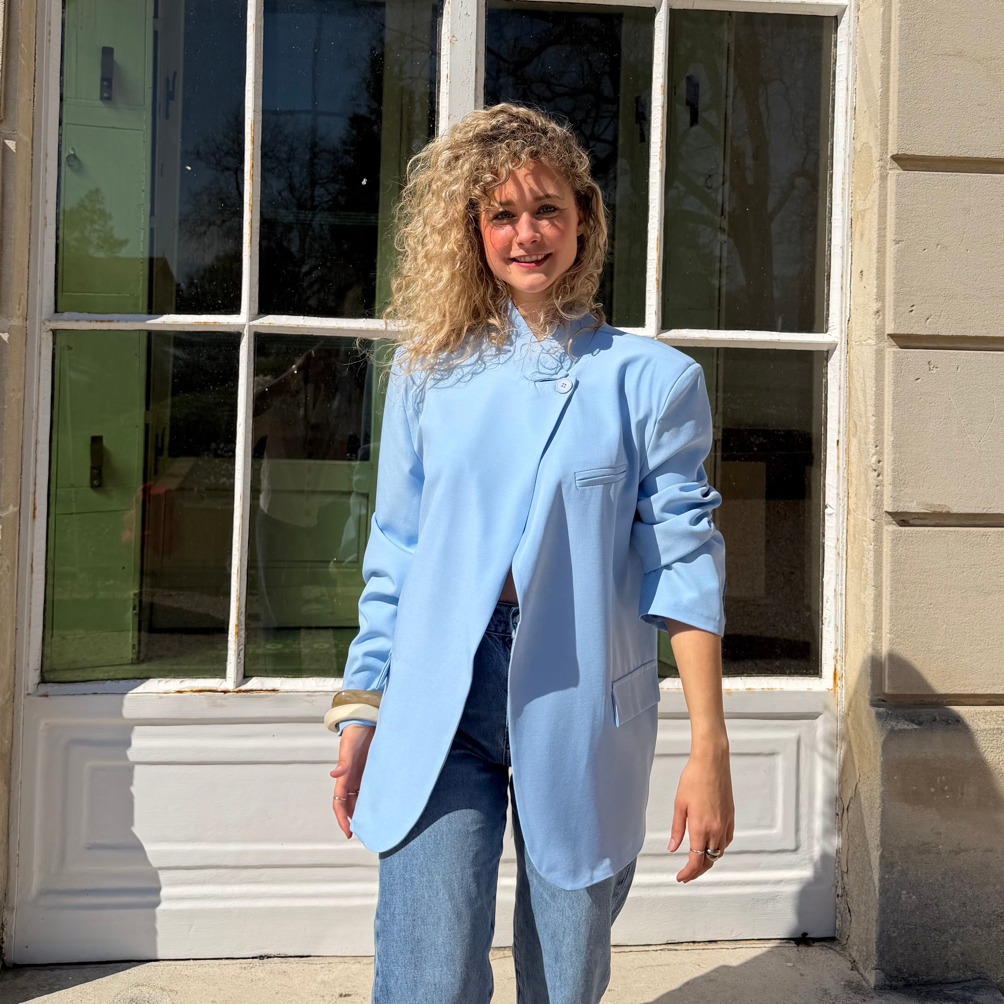 Blazer oversize ENZO col mao bleu pastel