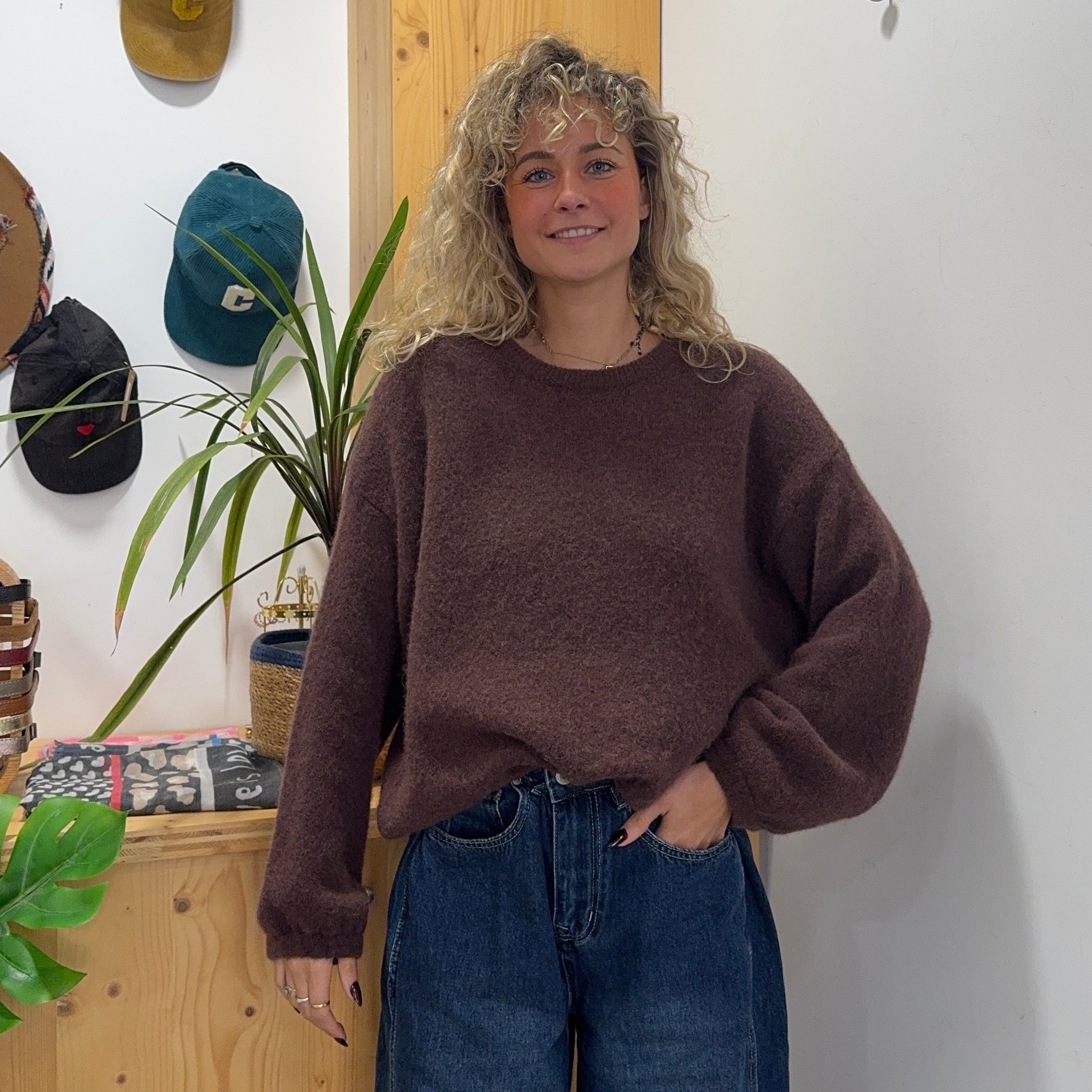 Pull alpaga Elise marron oversize
