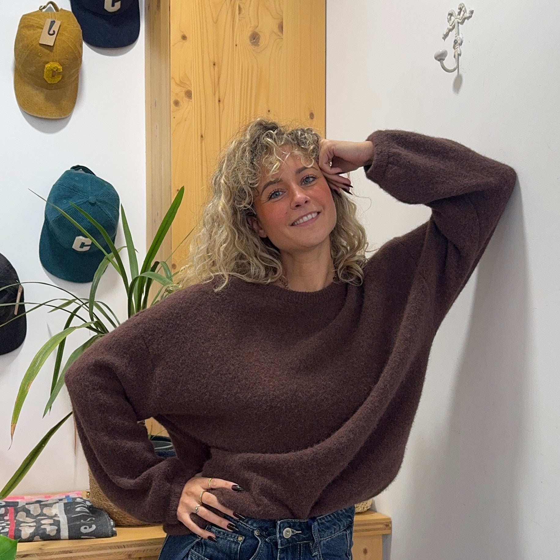 Pull alpaga Elise marron oversize