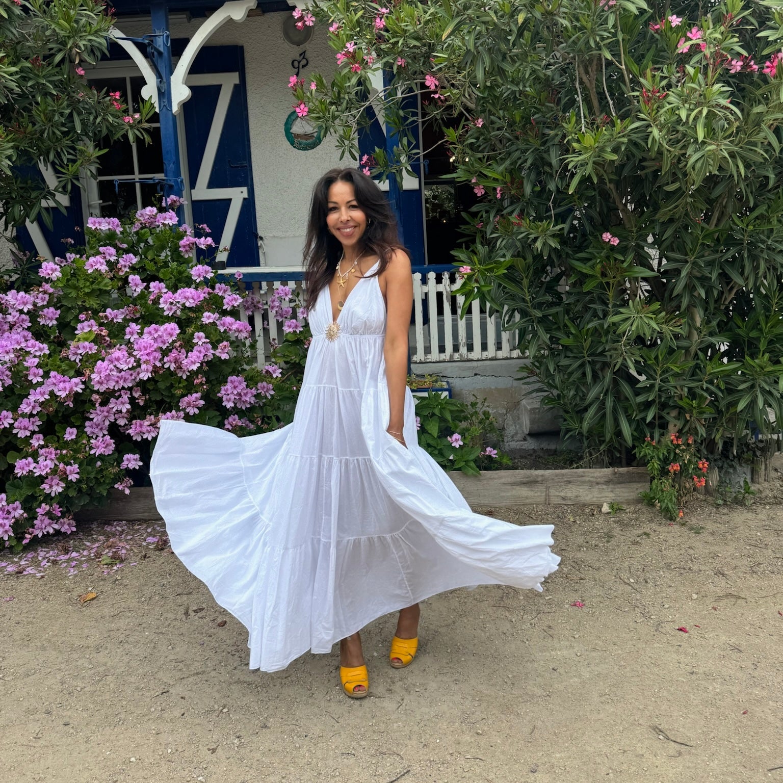 Robe longue SOLEIL bohème blanche dos nu