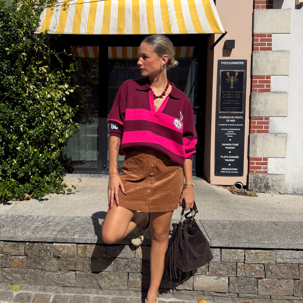 Pull ORIANE rouge bordeaux/rose