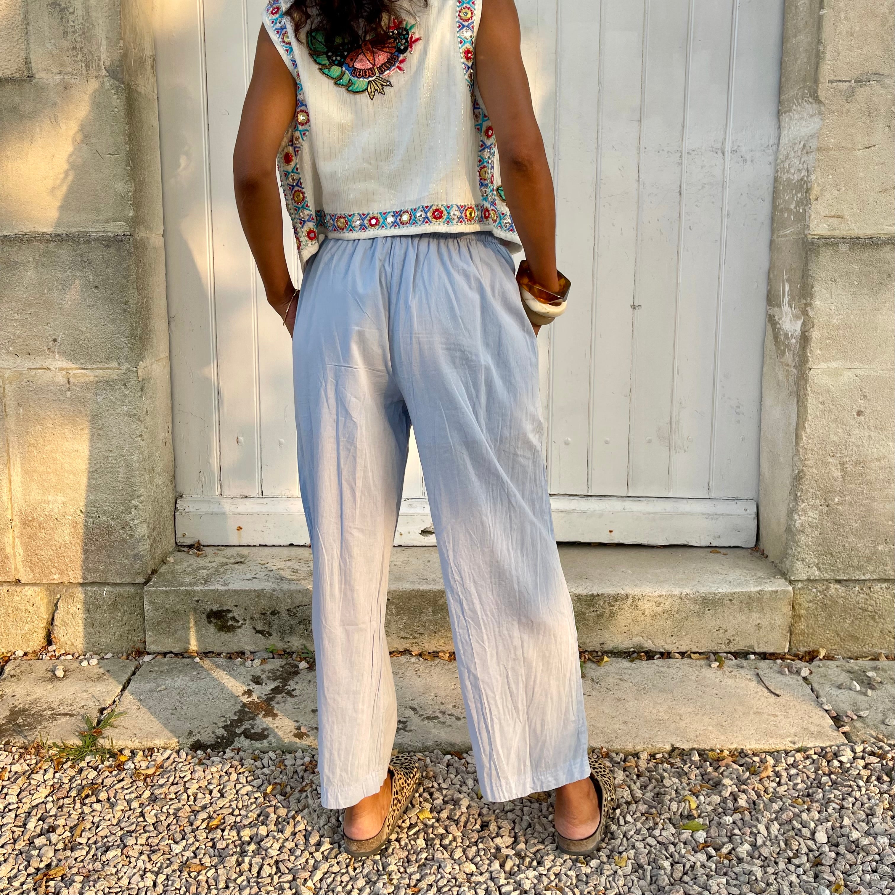 Pantalon EOS, bleu 100% coton