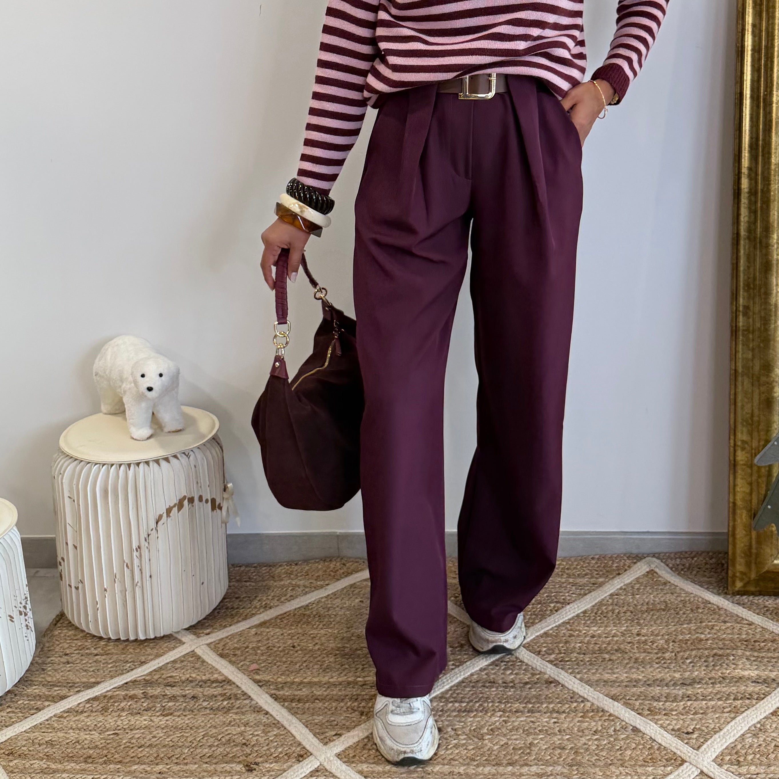 Pantalon tailleur SUSY violet à la coupe fluide