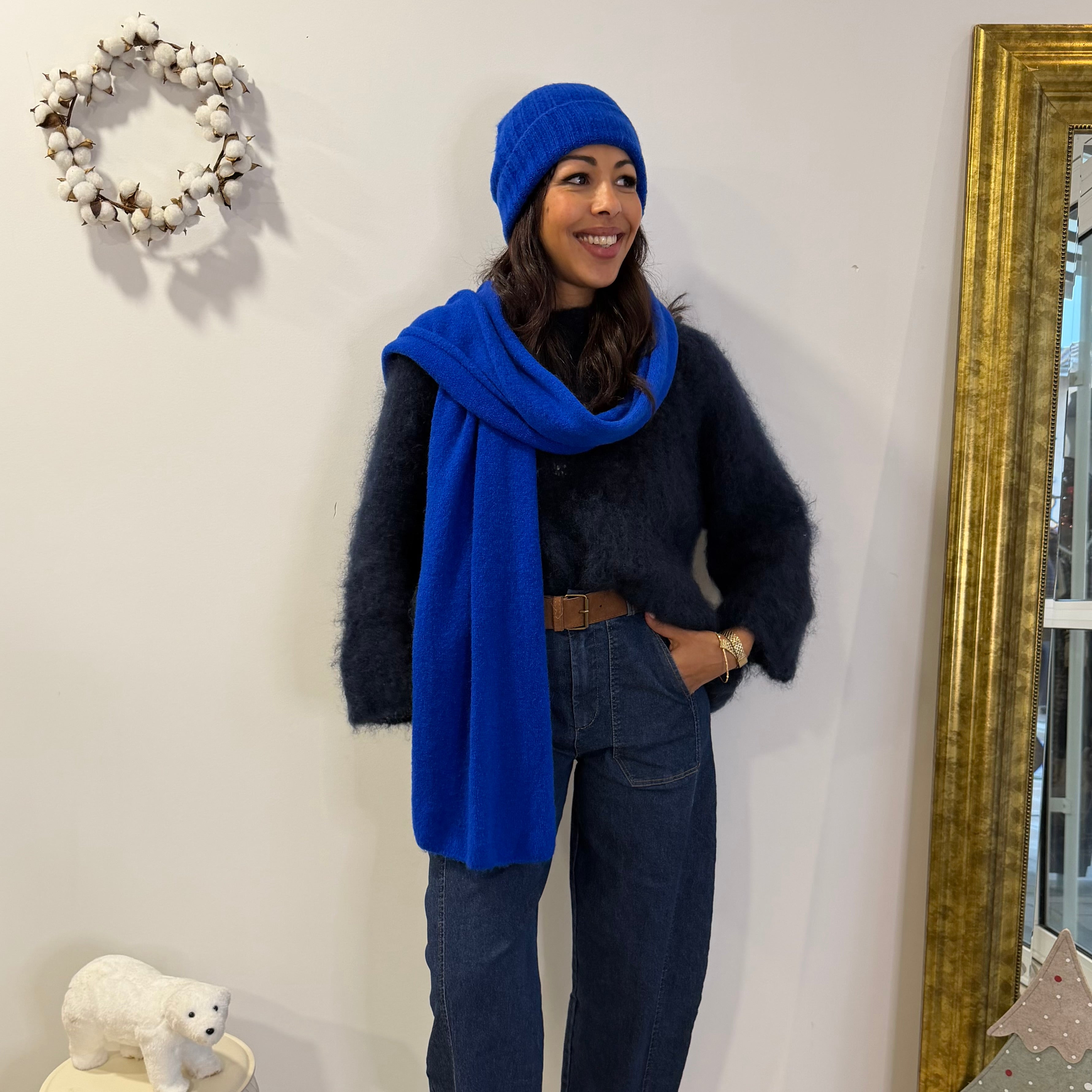 Ensemble Bonnet Écharpe bleu