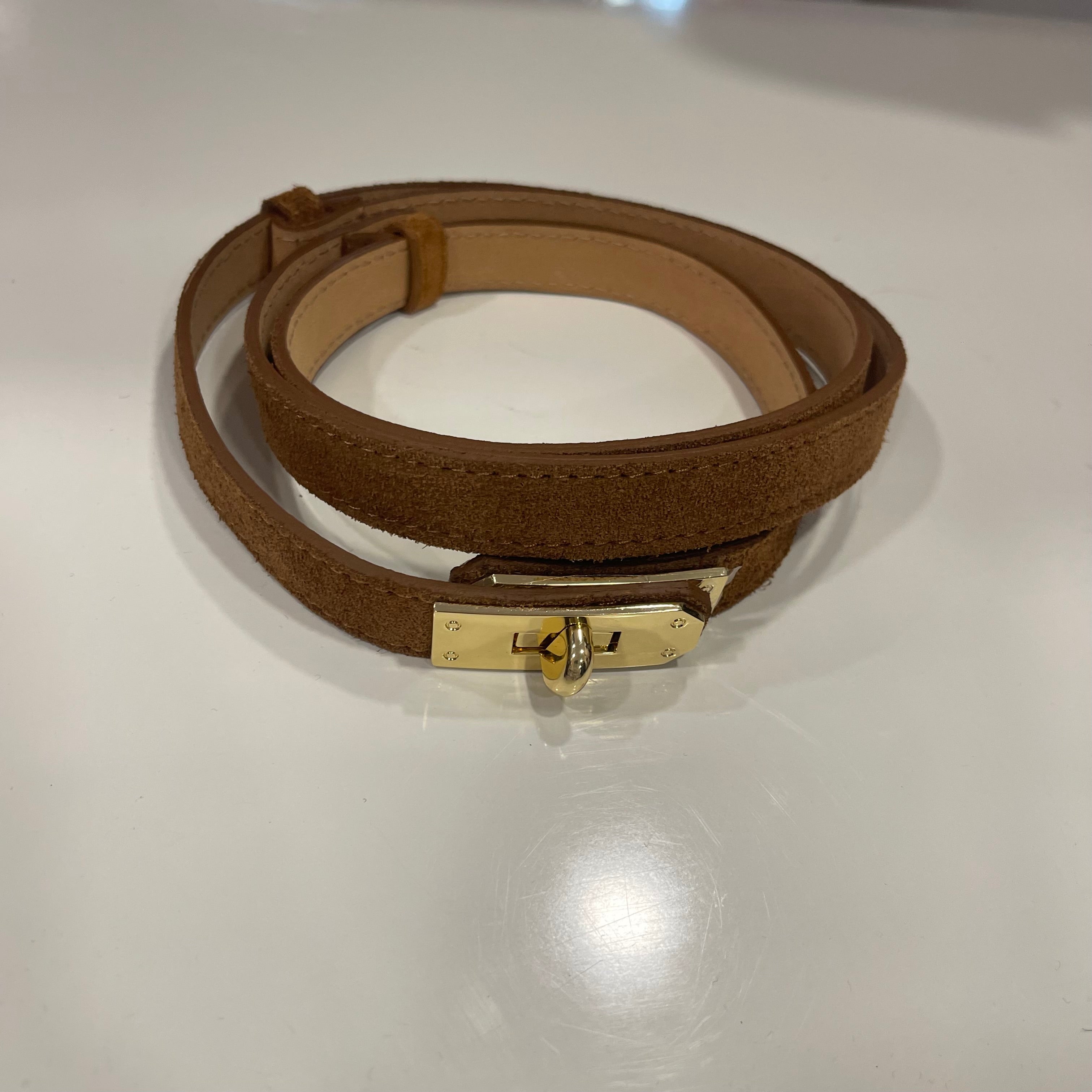 Ceinture cuir daim camel réglable