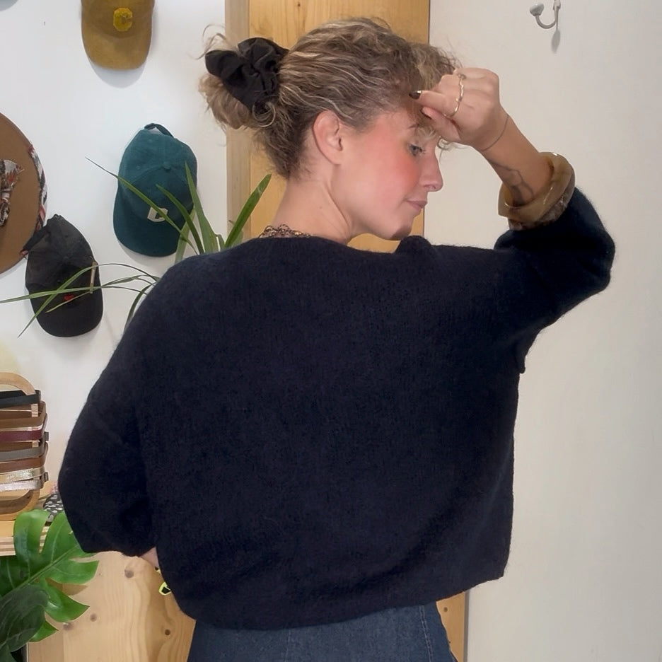 Pull baby alpaga LIO bleu marine manche 3/4