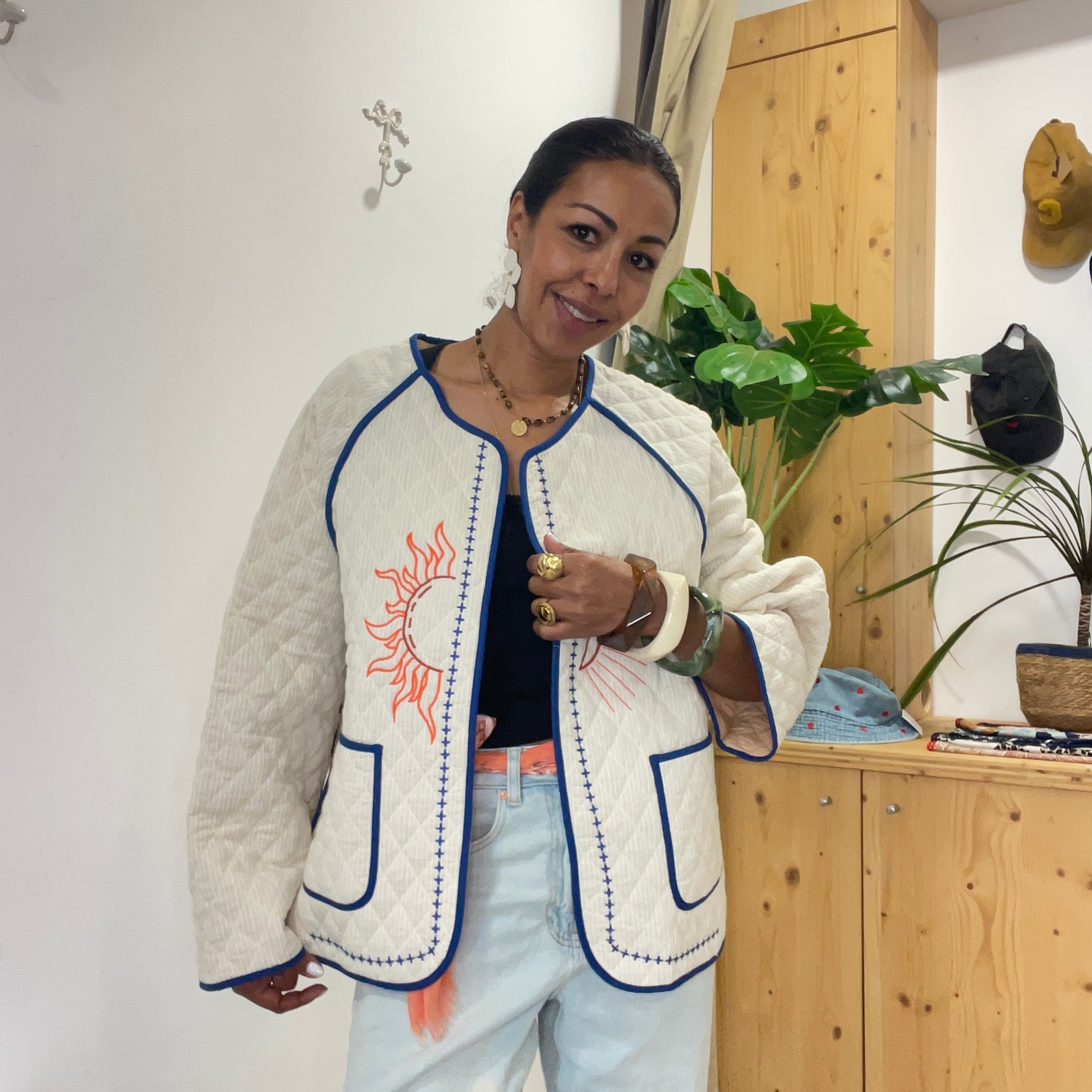 Veste SERPENT matelasée en coton brodée coupe over size