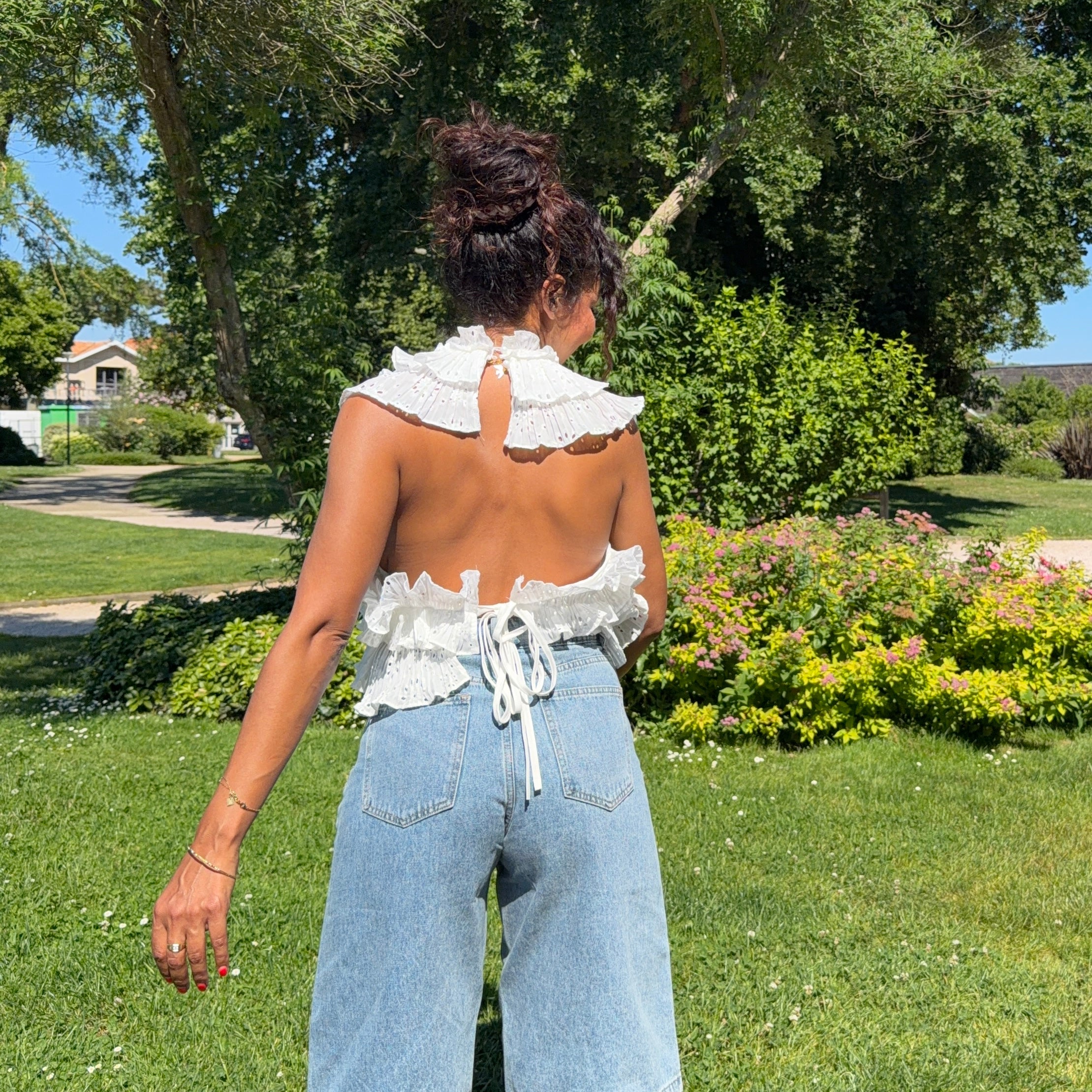 TOP DOS NU VOLANTS BRODERIE ANGLAISE