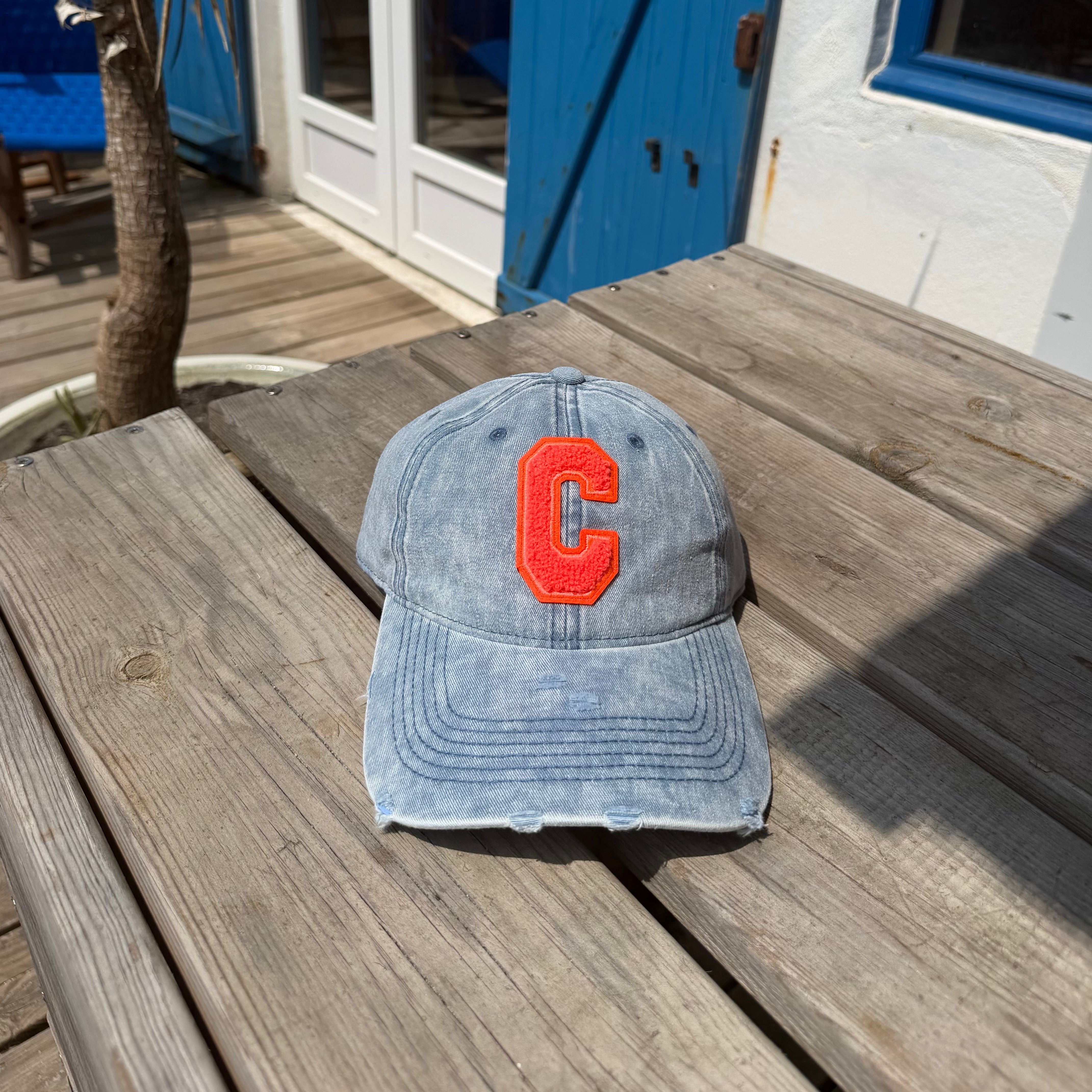 Casquette jean logo C orange